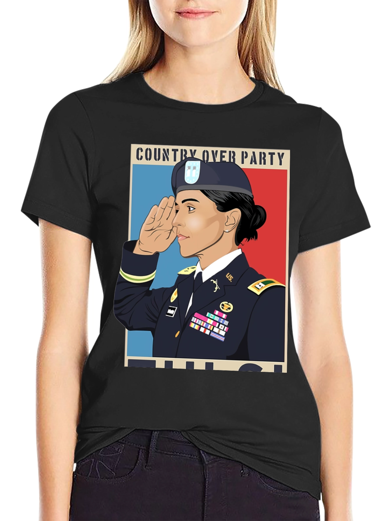 Country Over Party Woman Army T-Shirt