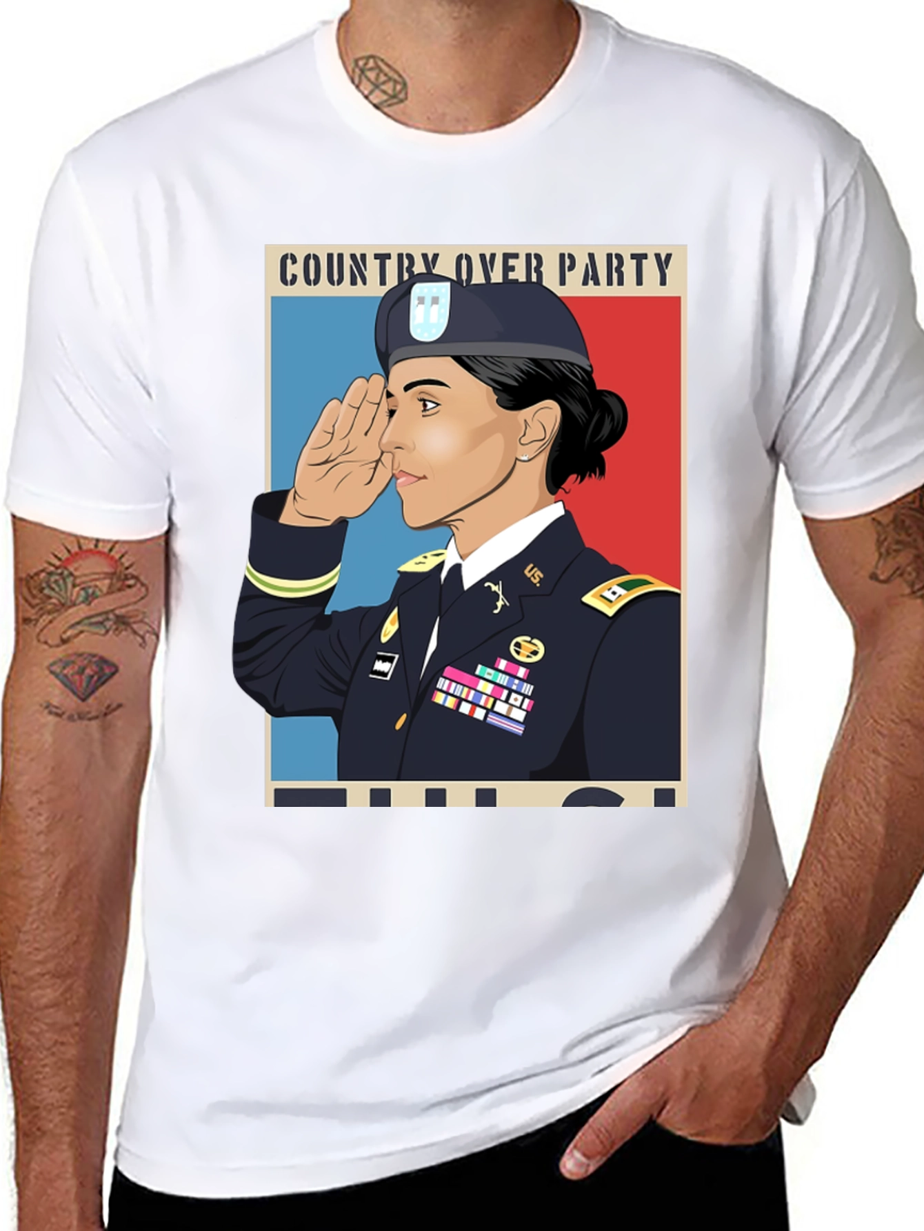 Country Over Party Woman Army T-Shirt