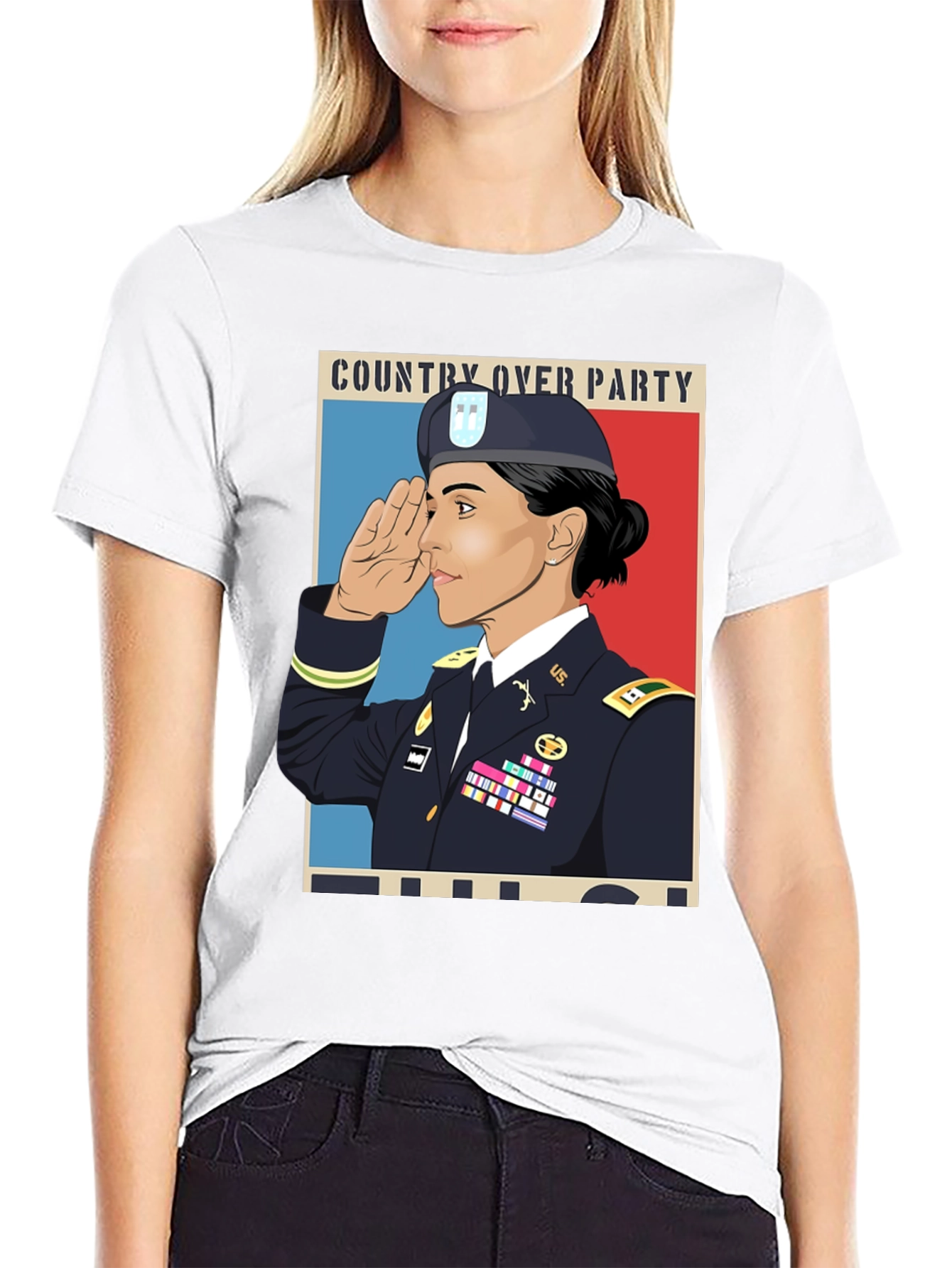 Country Over Party Woman Army T-Shirt