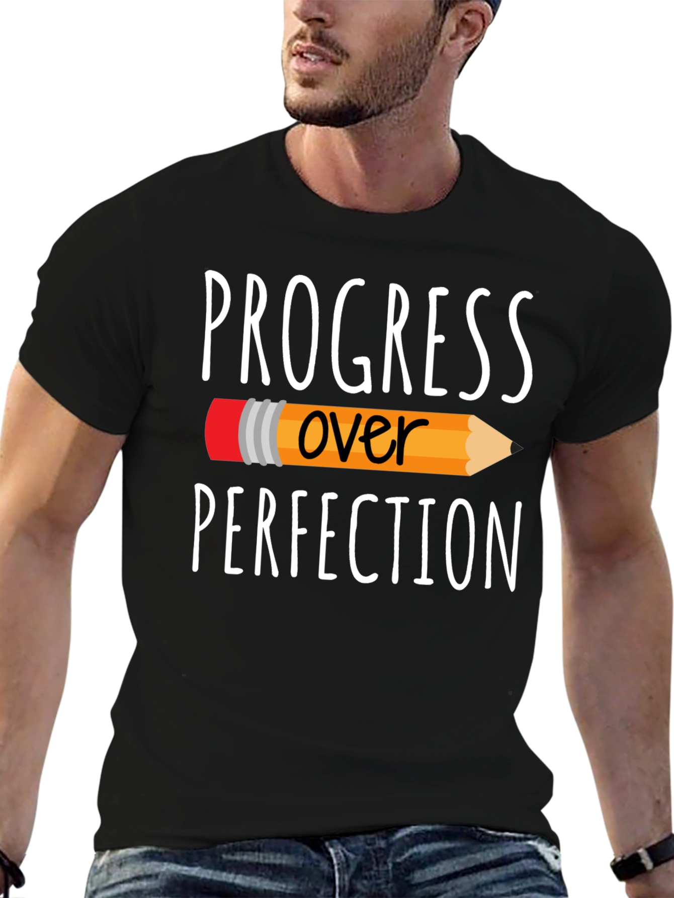 Progress Over Perfection Graphic Tee - Black T-Shirt