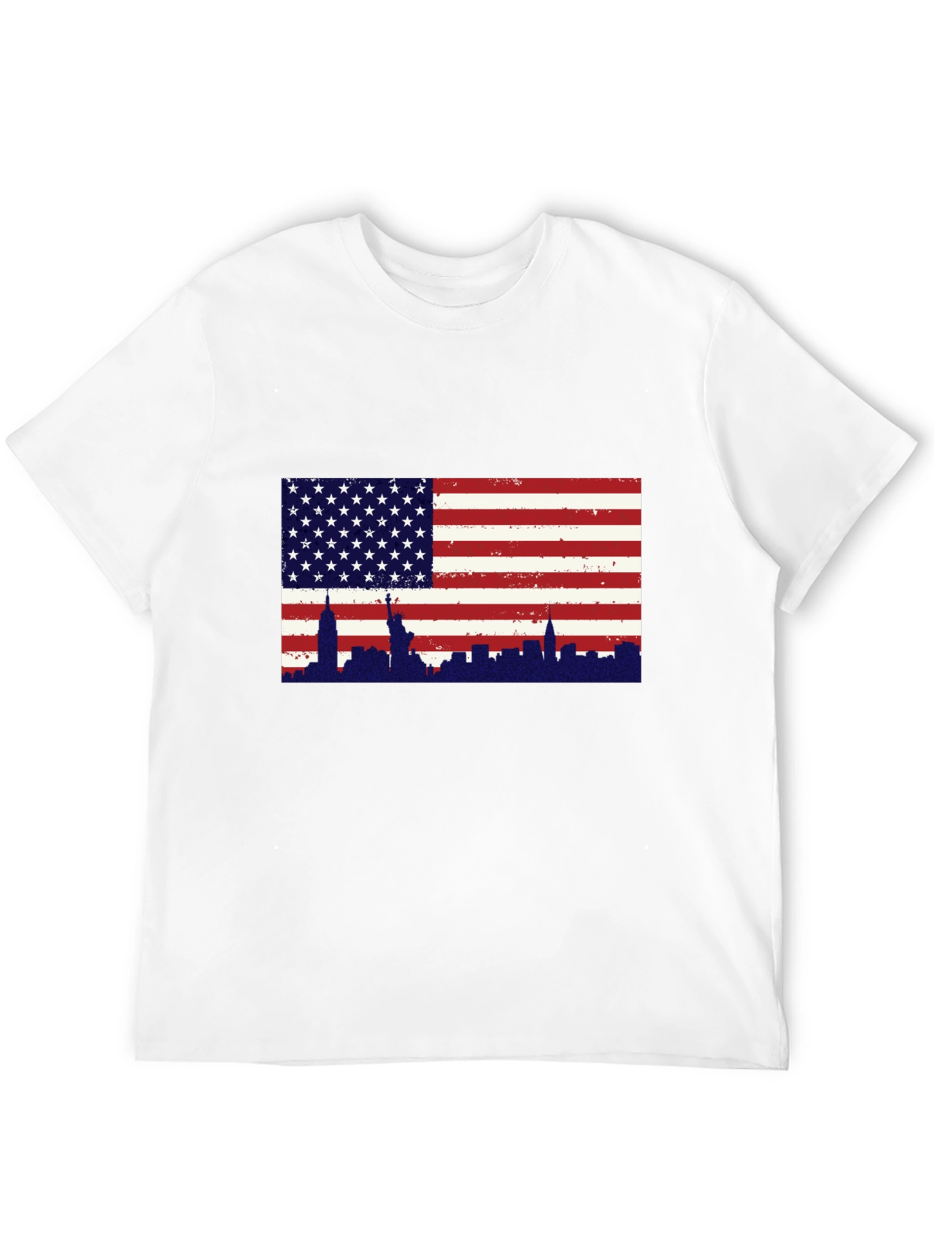 USA Flag New York Skyline Graphic Tee