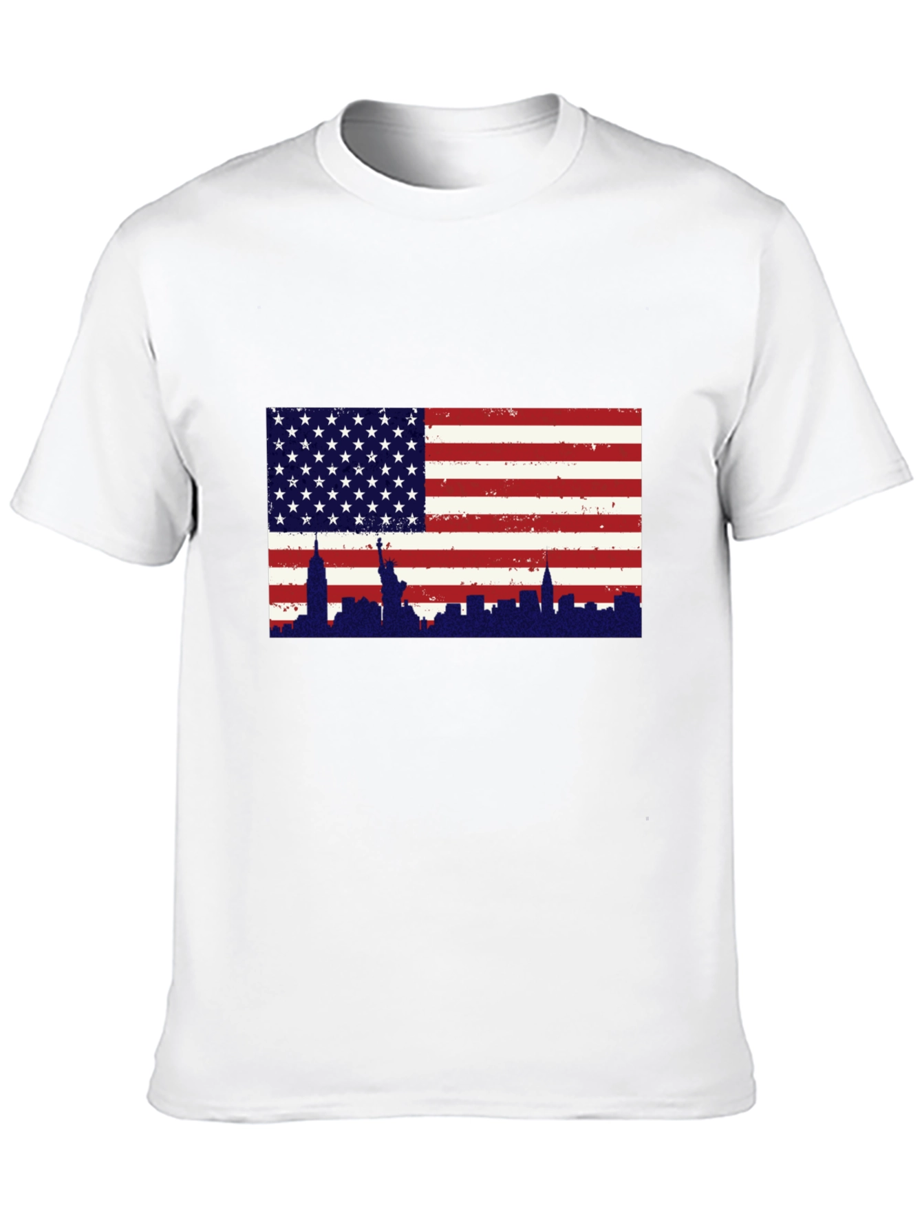 USA Flag New York Skyline Graphic Tee