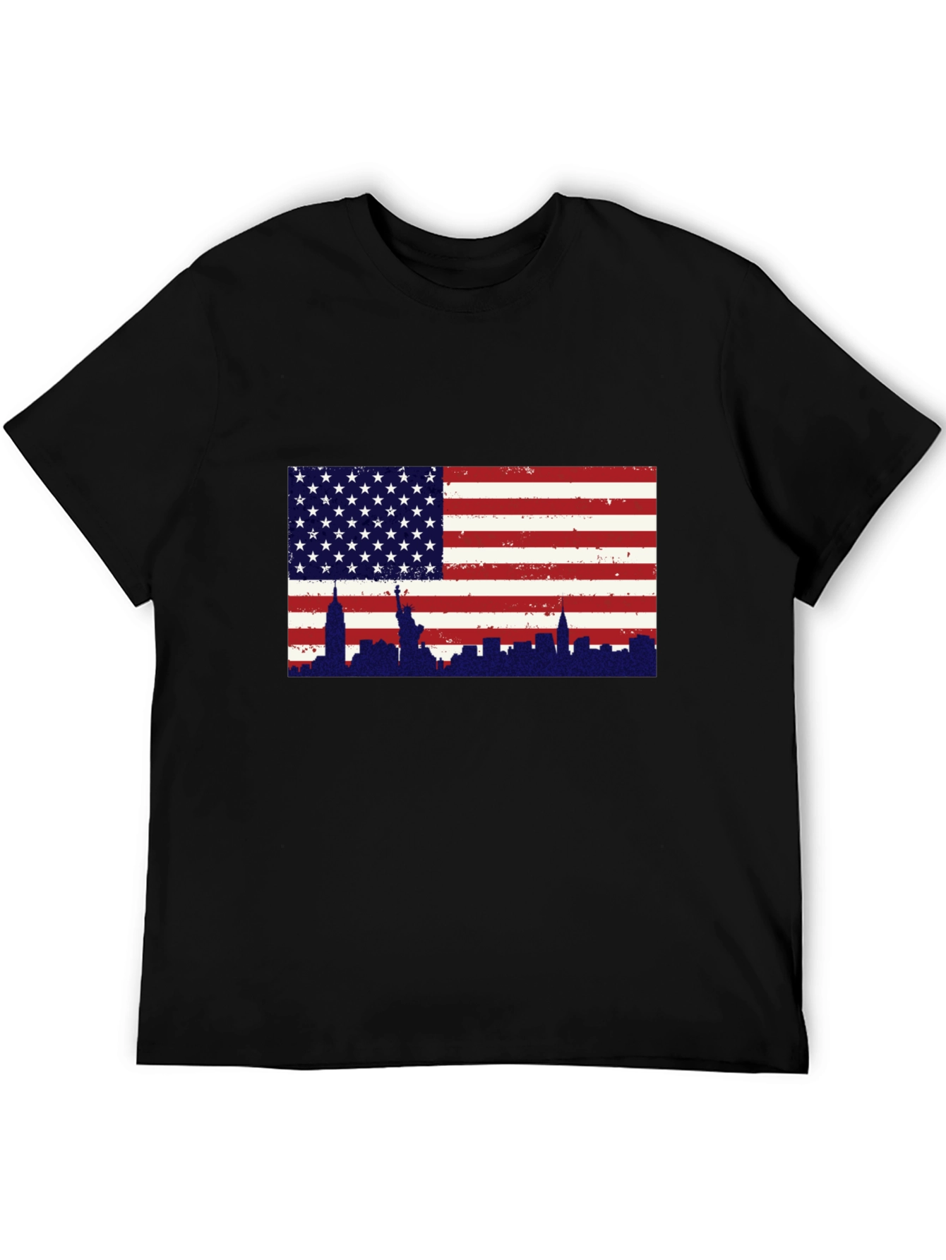 USA Flag New York Skyline Graphic Tee