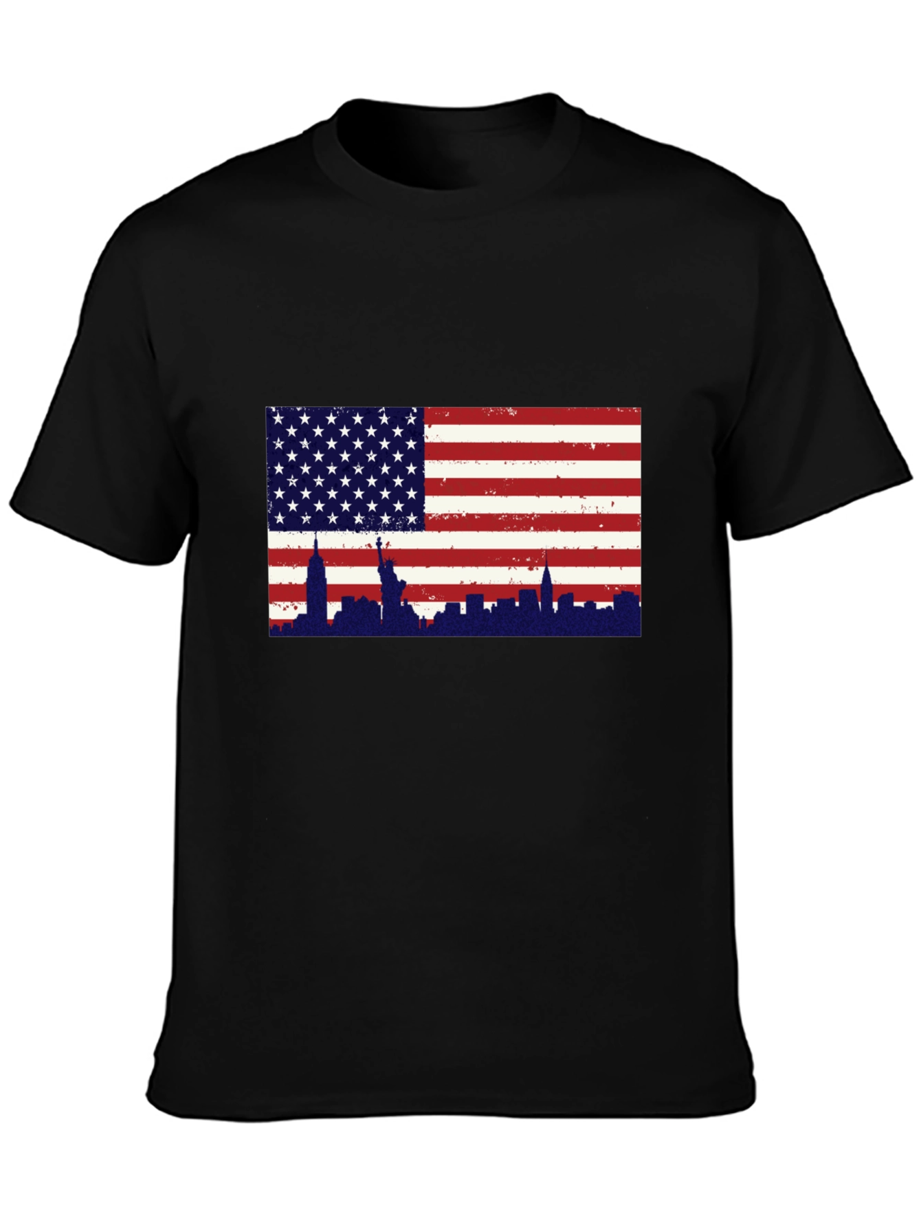 USA Flag New York Skyline Graphic Tee
