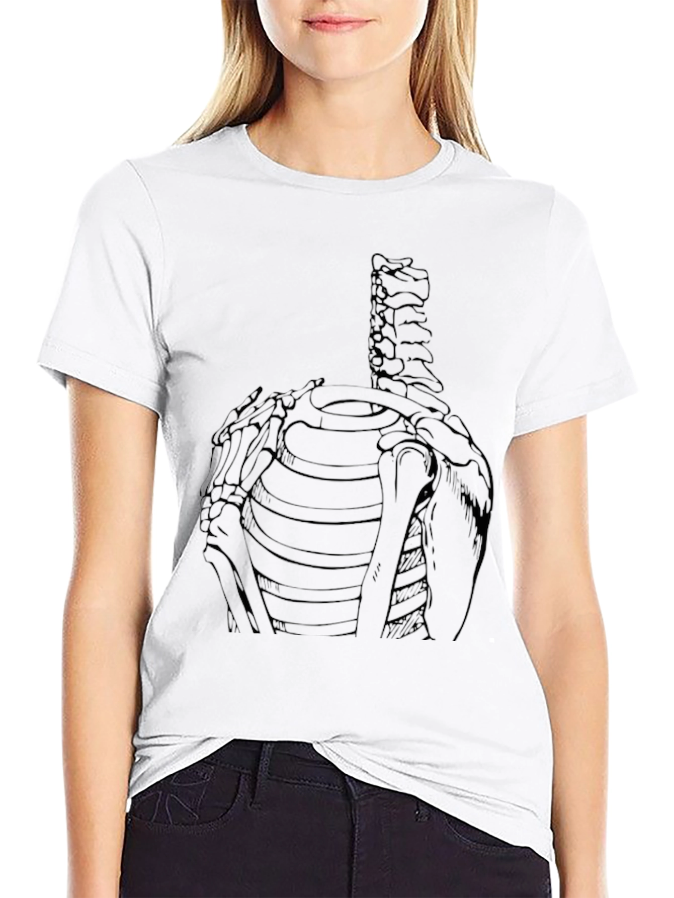 Anatomical Rib Cage Skeleton Graphic Black T-Shirt