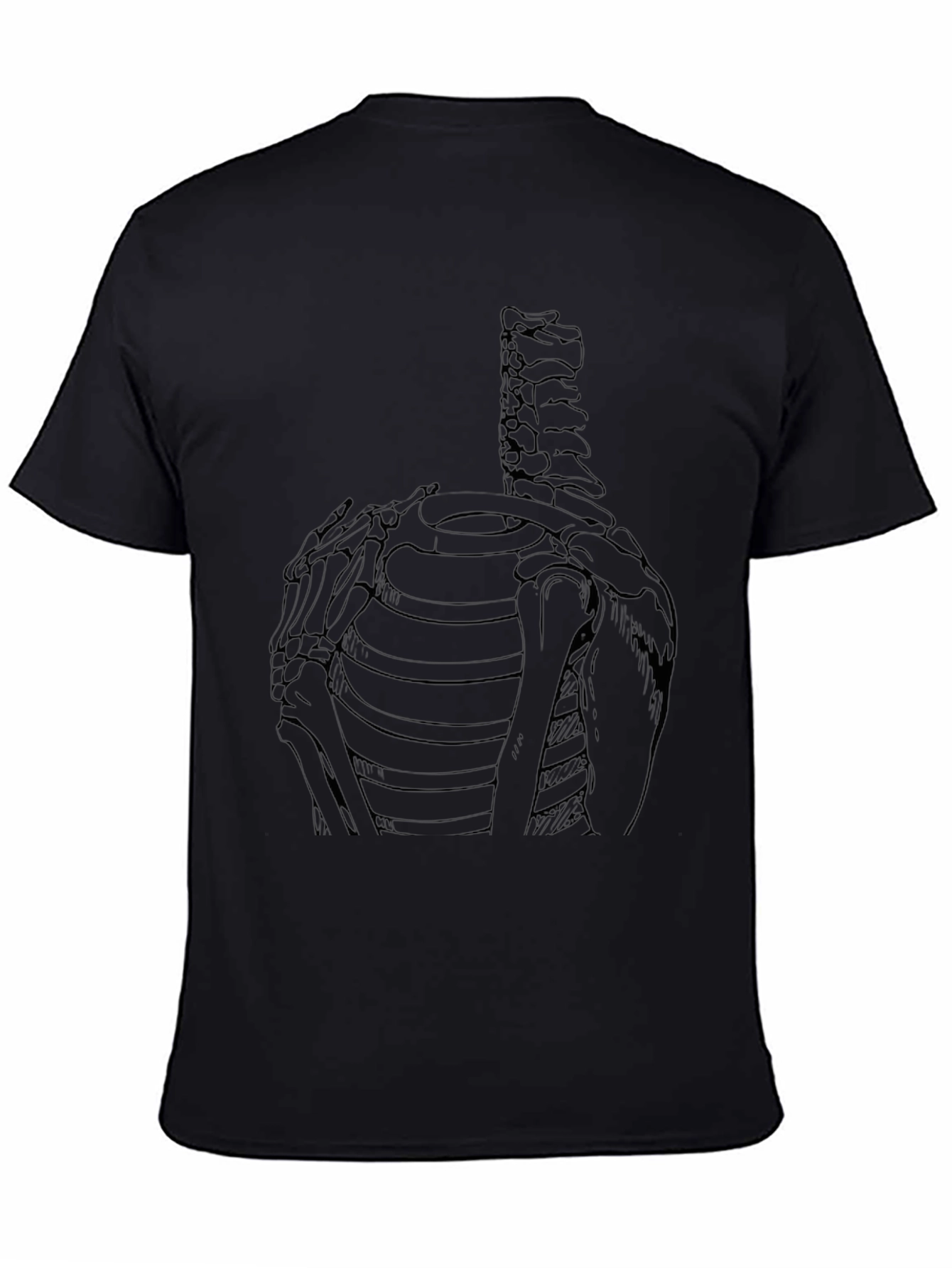 Anatomical Rib Cage Skeleton Graphic Black T-Shirt