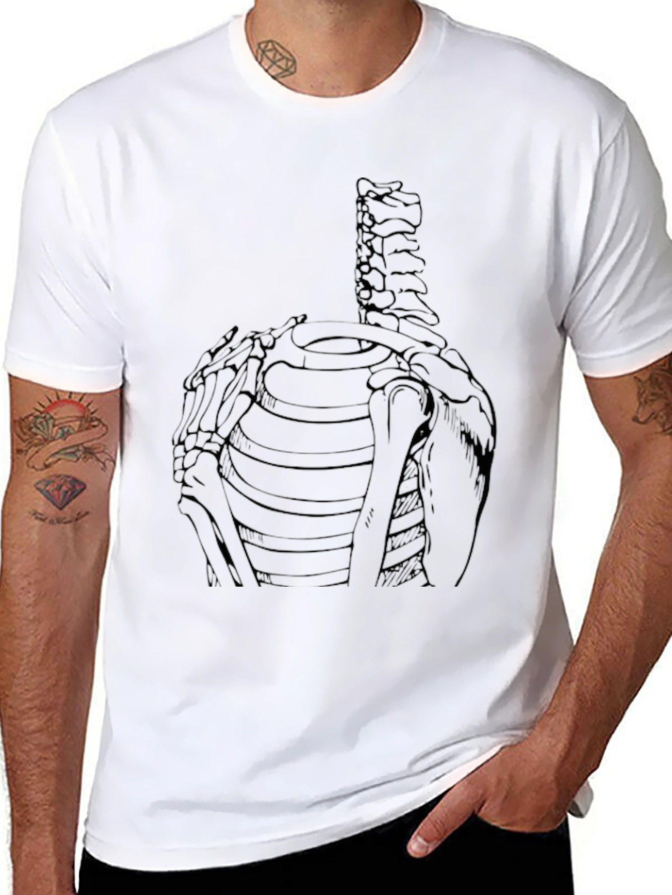 Anatomical Rib Cage Skeleton Graphic Black T-Shirt
