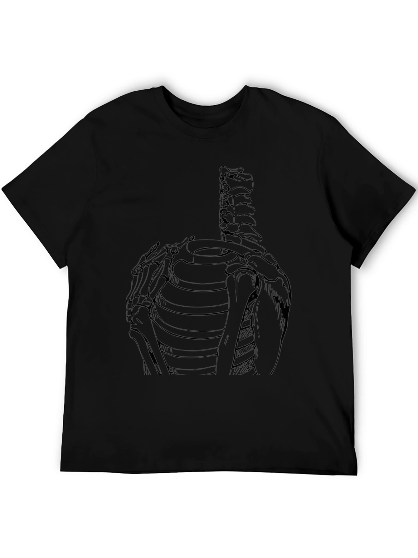Anatomical Rib Cage Skeleton Graphic Black T-Shirt