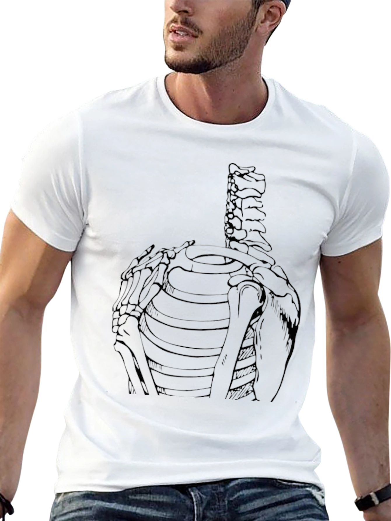 Anatomical Rib Cage Skeleton Graphic Black T-Shirt