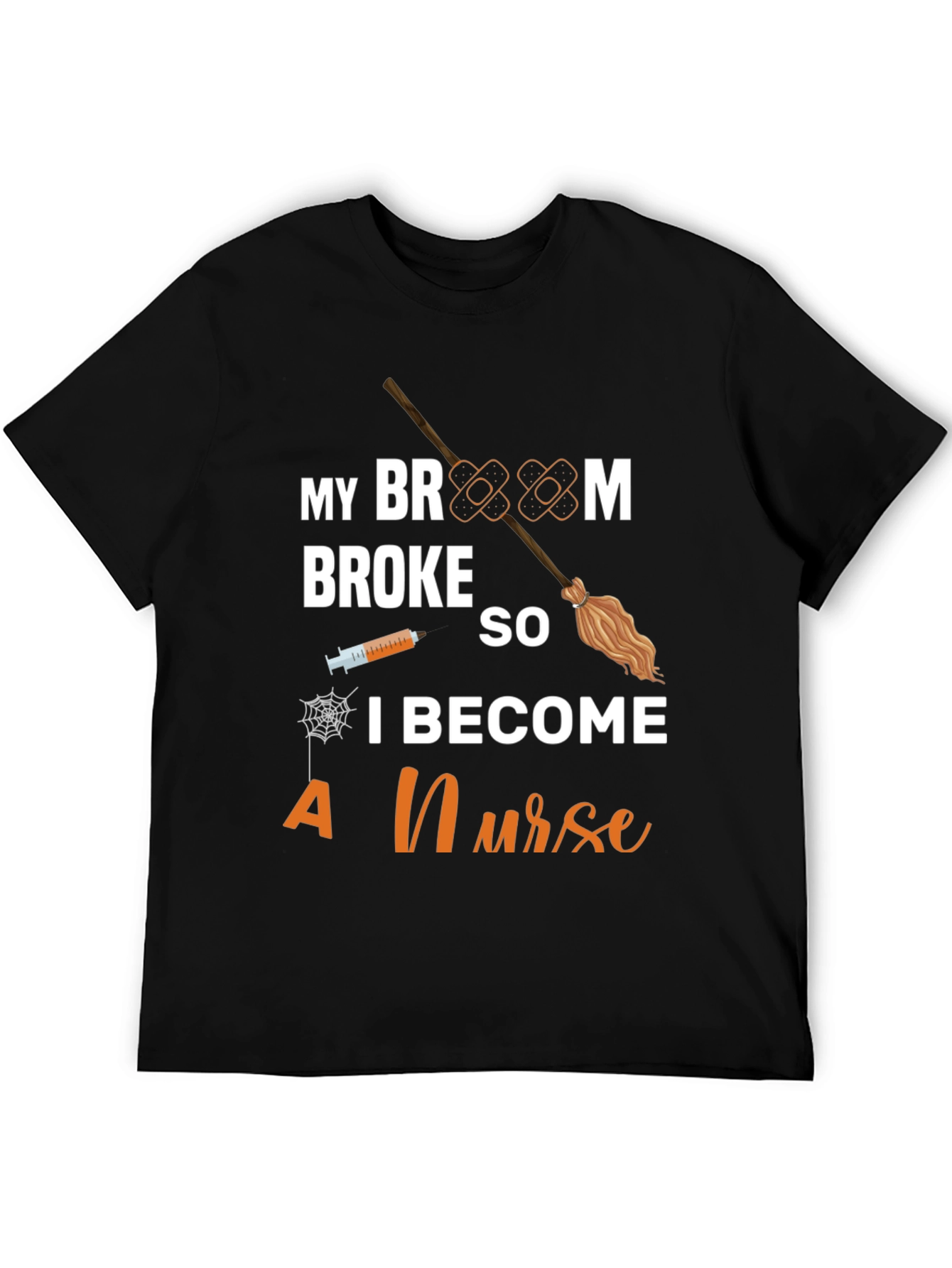 Funny Halloween Nurse T-Shirt - Broom Broke
