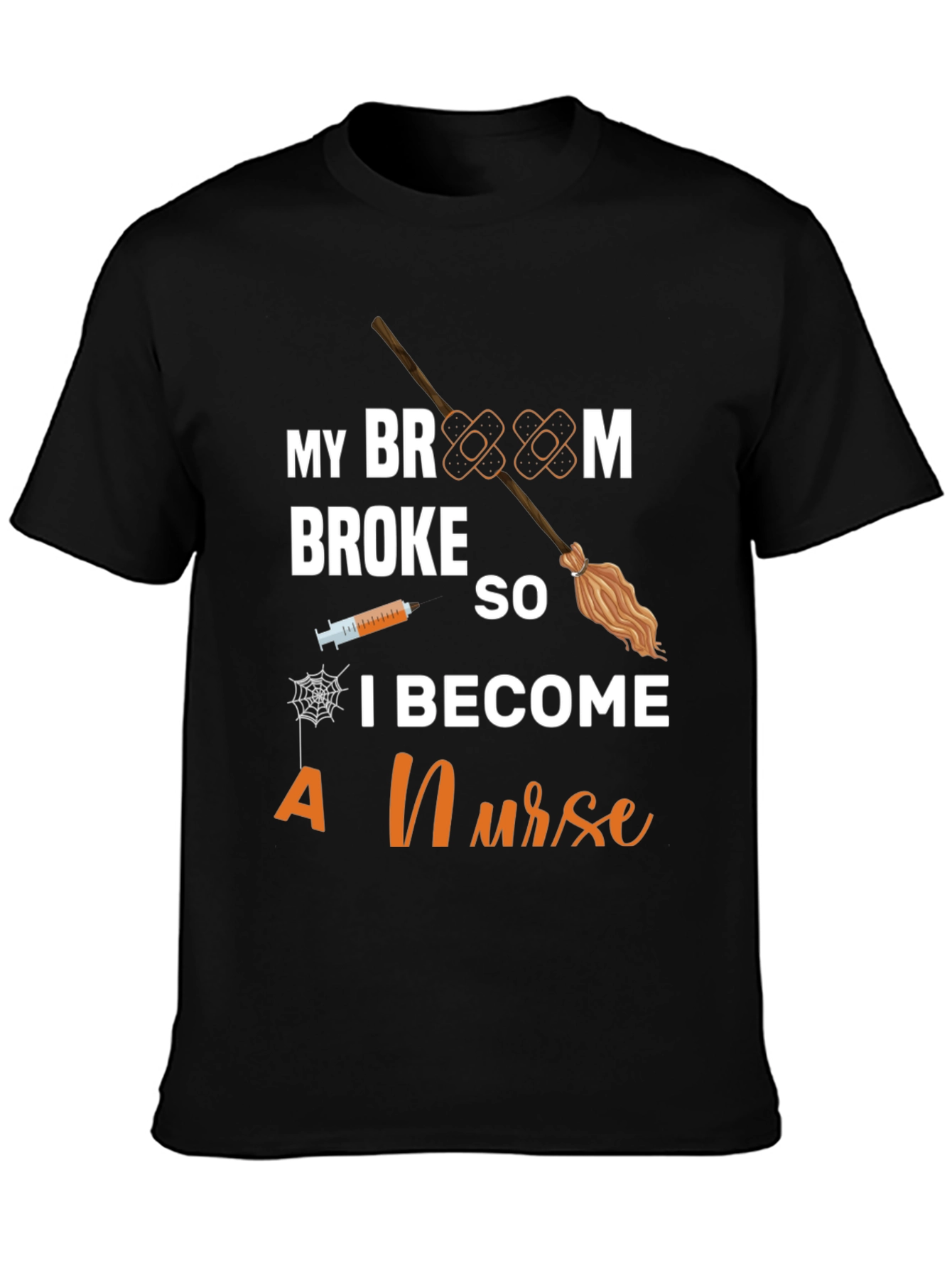 Funny Halloween Nurse T-Shirt - Broom Broke