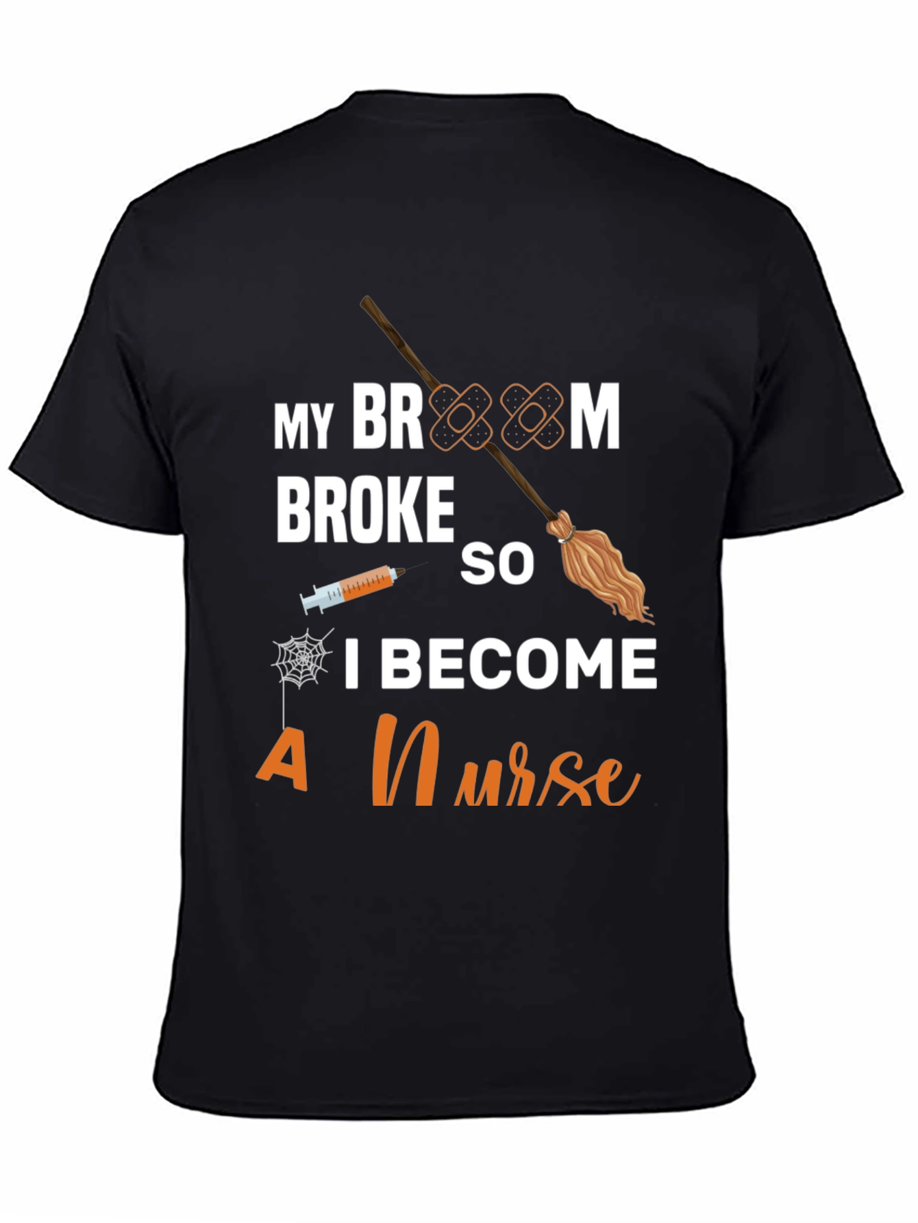 Funny Halloween Nurse T-Shirt - Broom Broke