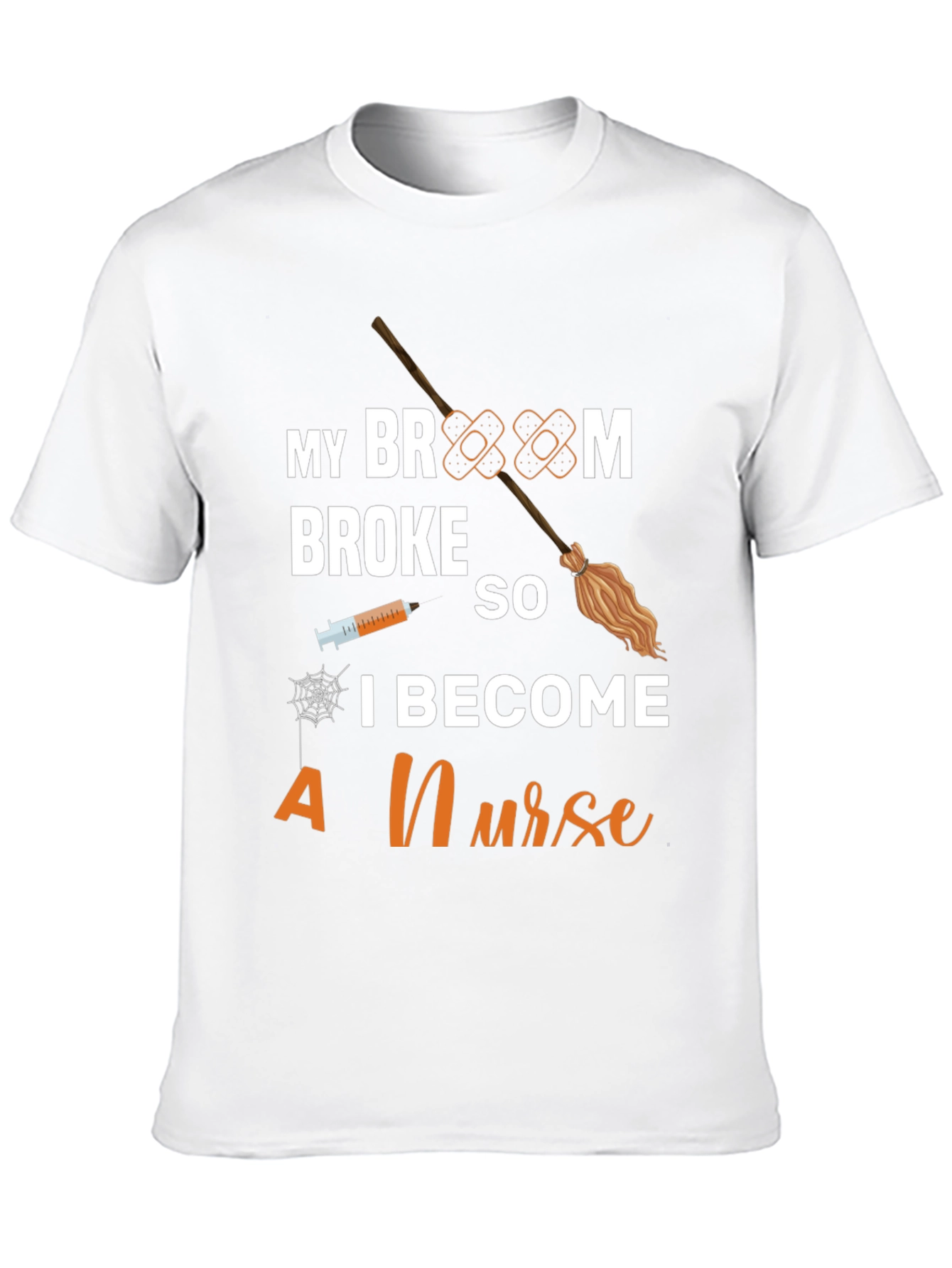 Funny Halloween Nurse T-Shirt - Broom Broke