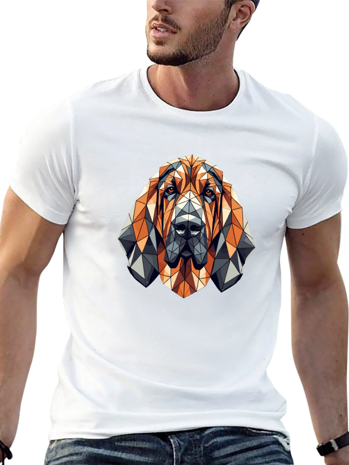 Geometric Dog T-Shirt - Modern Animal Design