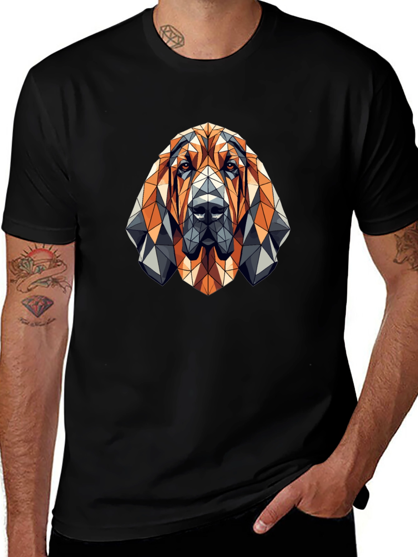Geometric Dog T-Shirt - Modern Animal Design