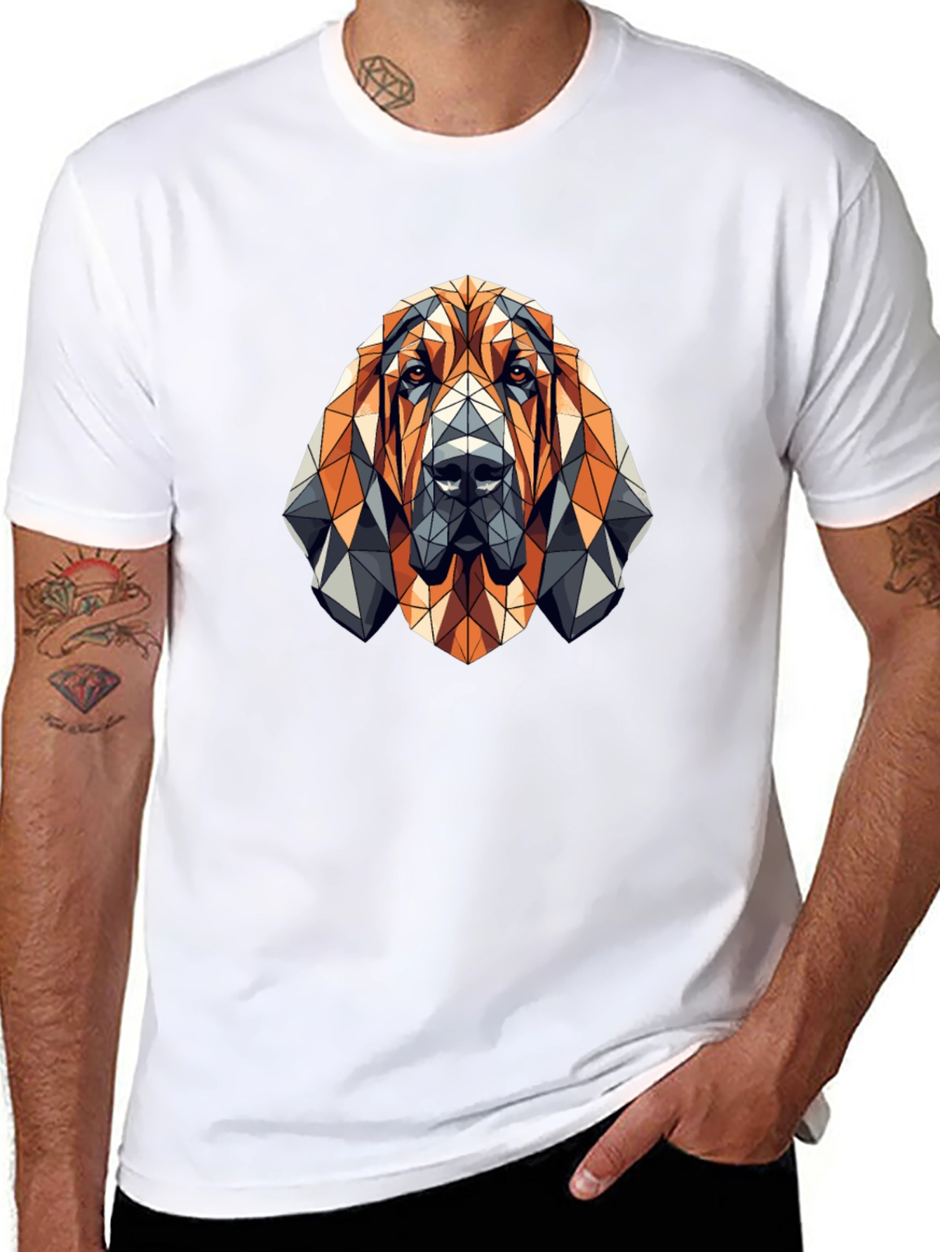 Geometric Dog T-Shirt - Modern Animal Design