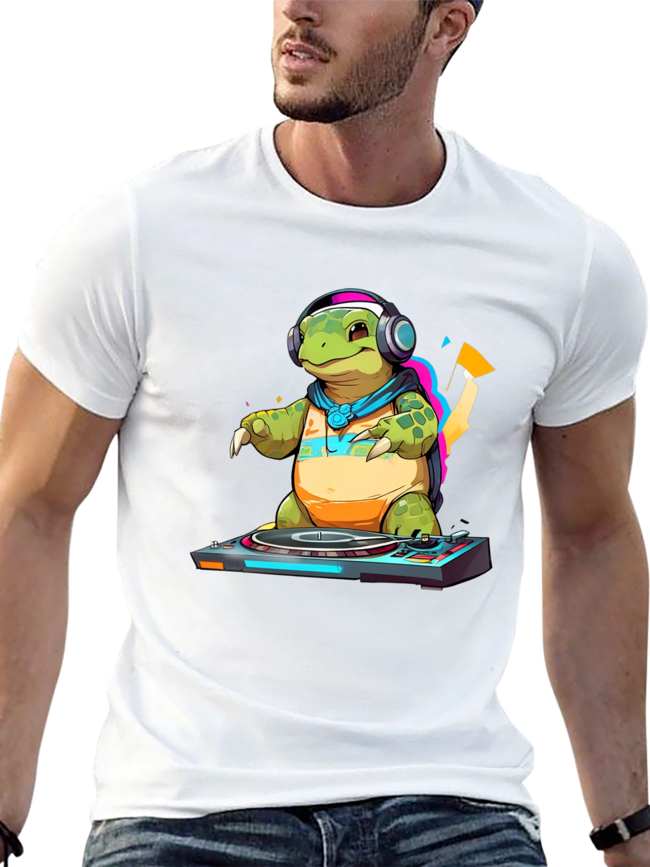 DJ Turtle Graphic Tee - Cool Animal T-Shirt