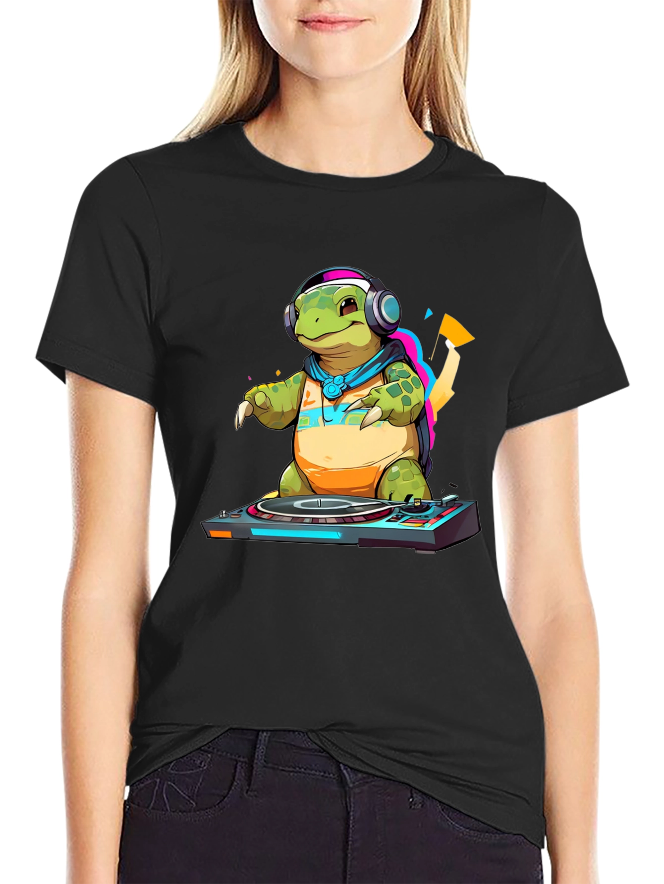 DJ Turtle Graphic Tee - Cool Animal T-Shirt