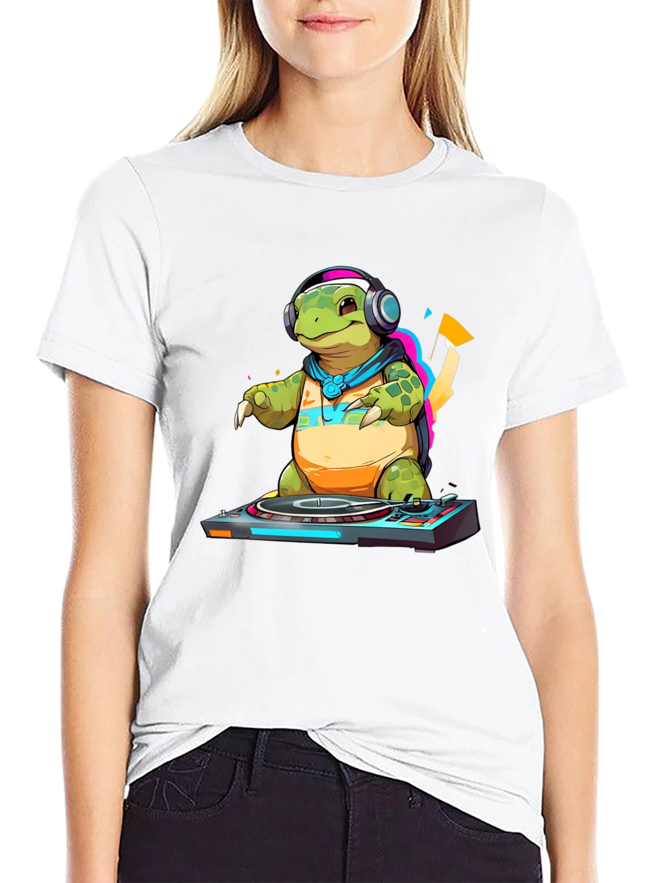 DJ Turtle Graphic Tee - Cool Animal T-Shirt