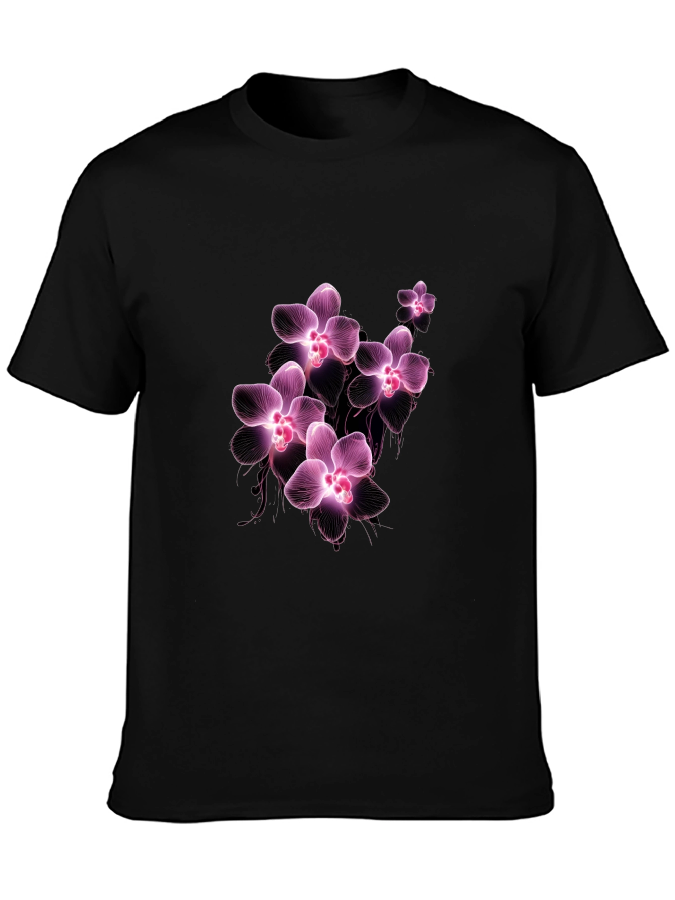 Floral Orchid T-Shirt - Black