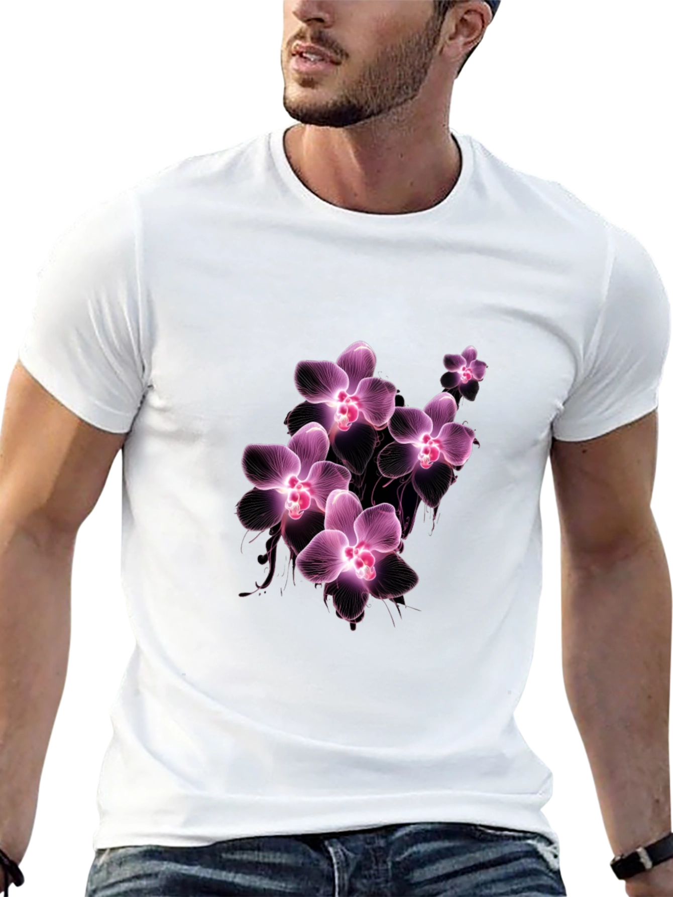 Floral Orchid T-Shirt - Black