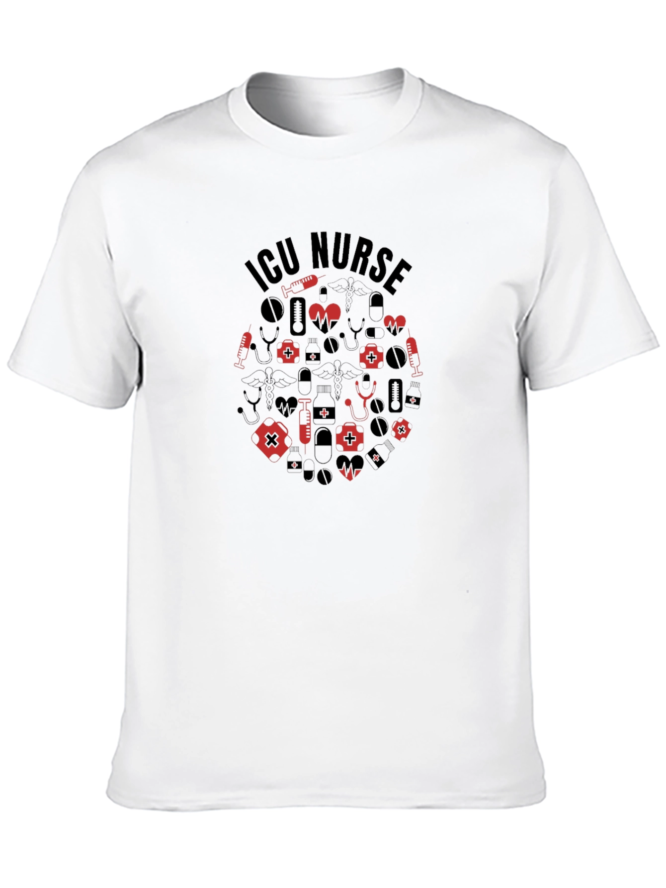 ICU Nurse Graphic Print Black T-Shirt