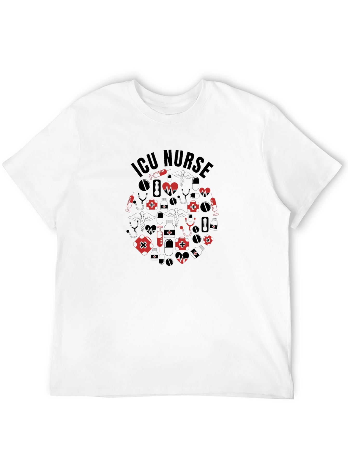 ICU Nurse Graphic Print Black T-Shirt