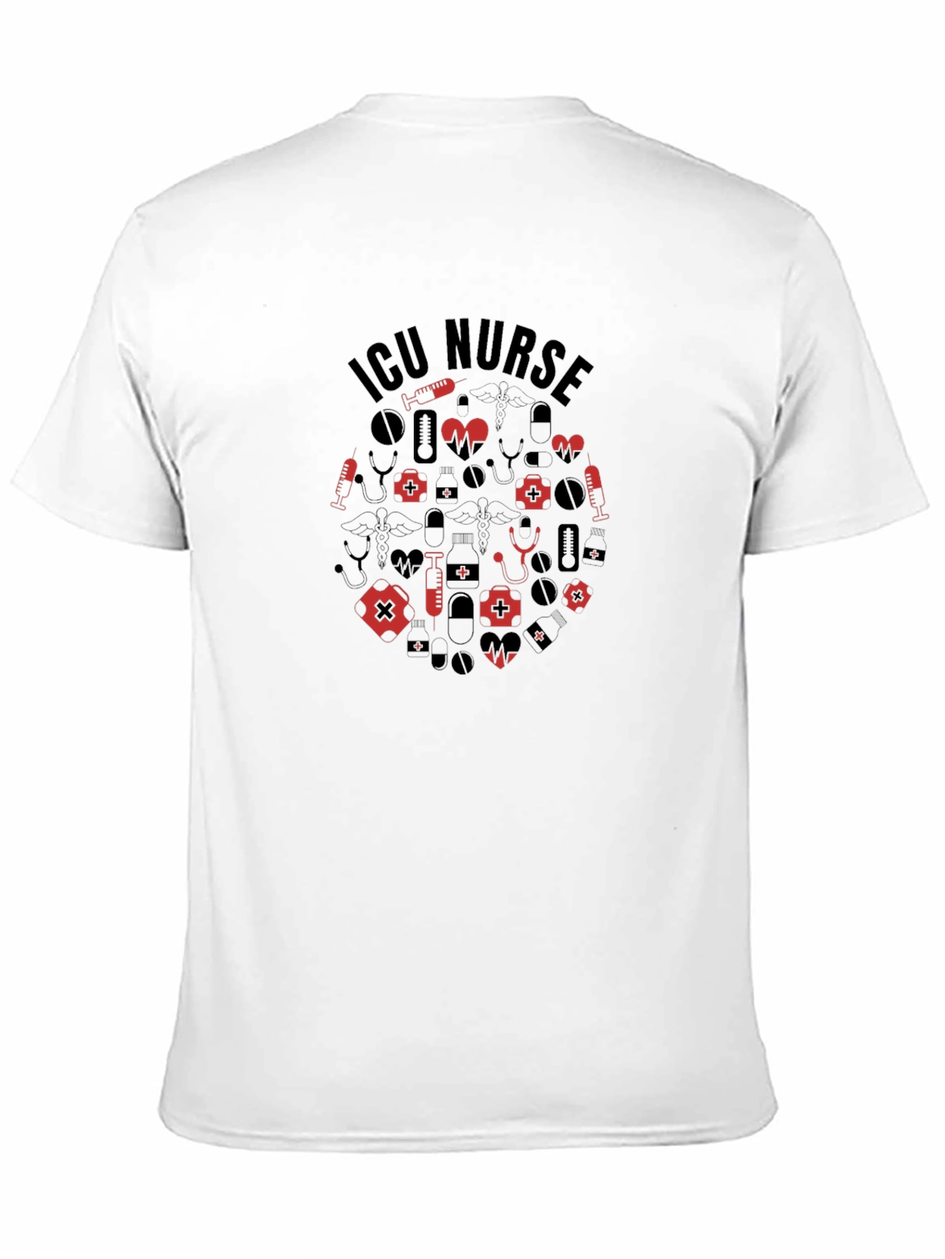 ICU Nurse Graphic Print Black T-Shirt