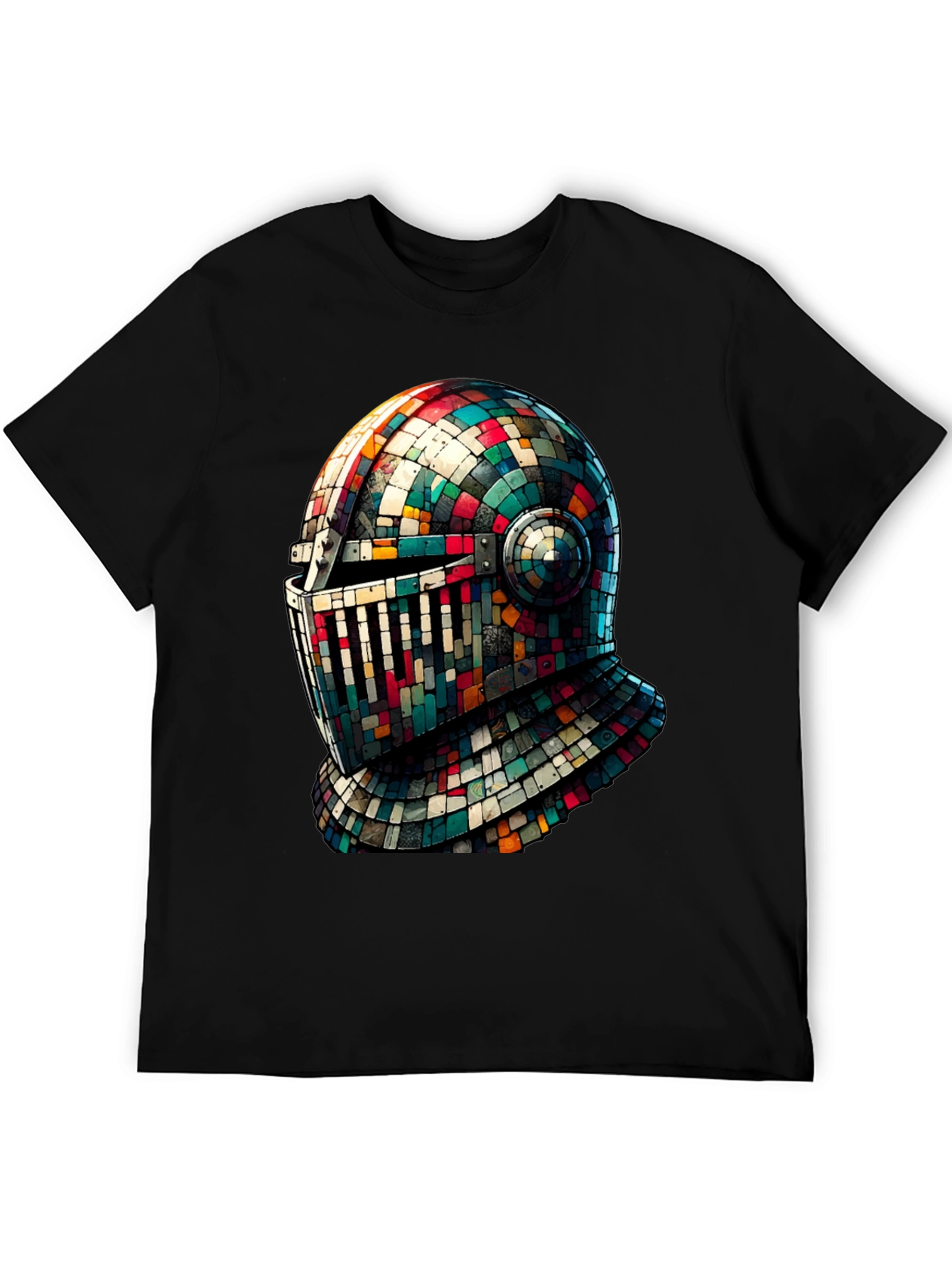 Mosaic Knight Helmet Graphic T-Shirt