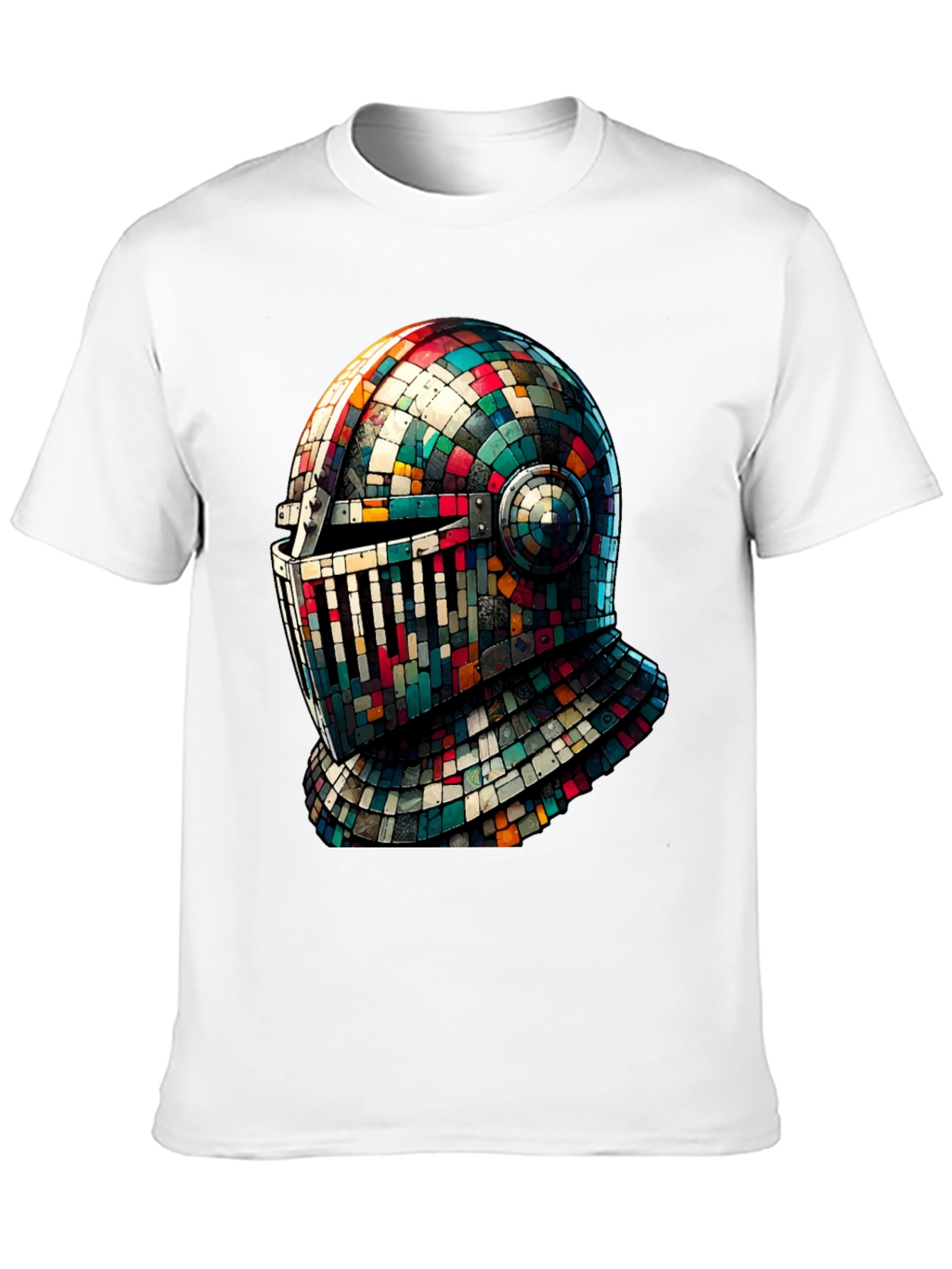 Mosaic Knight Helmet Graphic T-Shirt