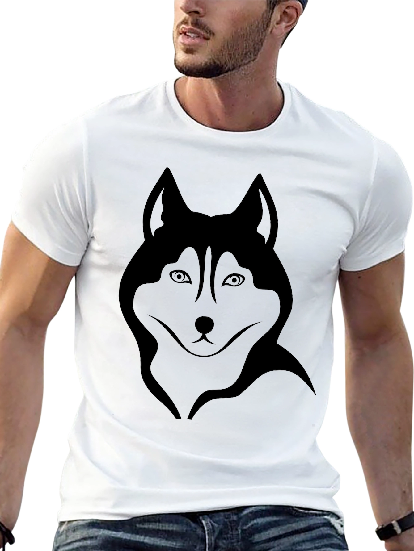 Black Husky Graphic Tee - Cool Dog Design