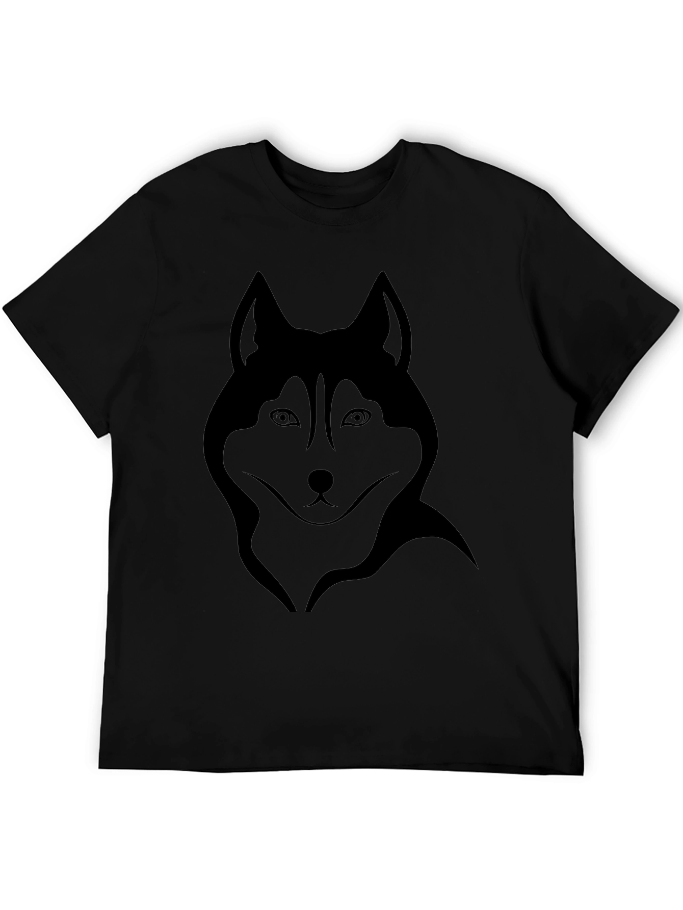Black Husky Graphic Tee - Cool Dog Design