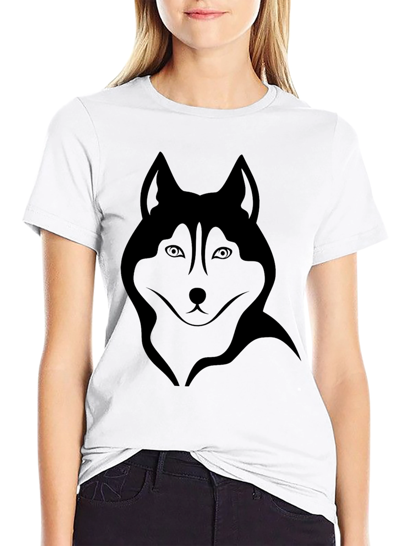 Black Husky Graphic Tee - Cool Dog Design
