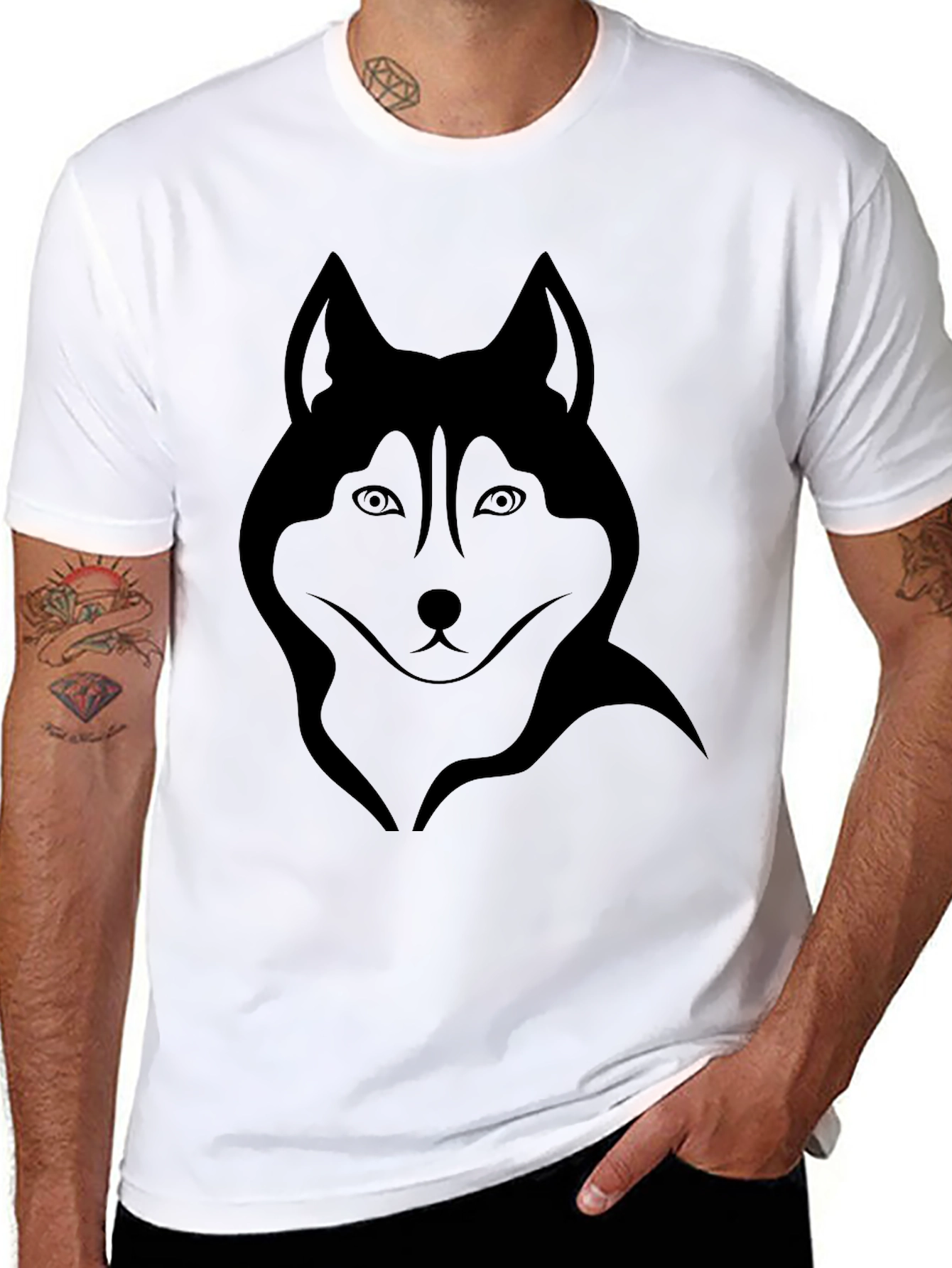 Black Husky Graphic Tee - Cool Dog Design