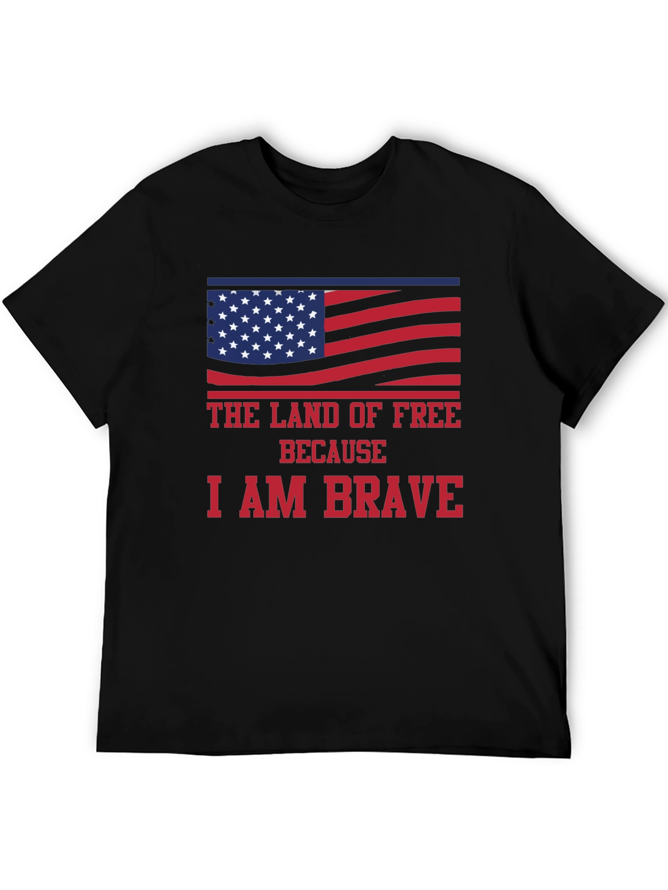Land of Free Brave American Flag Graphic T-Shirt
