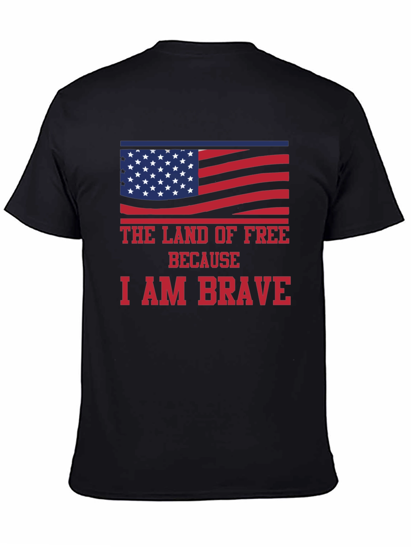 Land of Free Brave American Flag Graphic T-Shirt