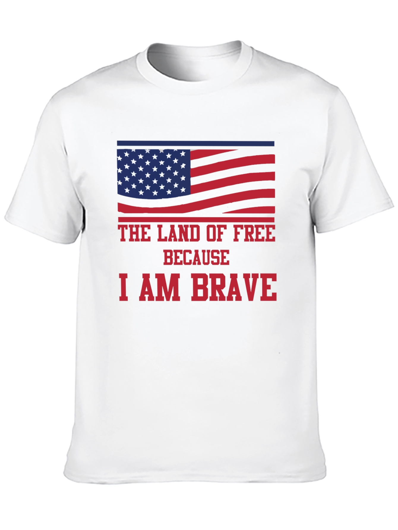 Land of Free Brave American Flag Graphic T-Shirt