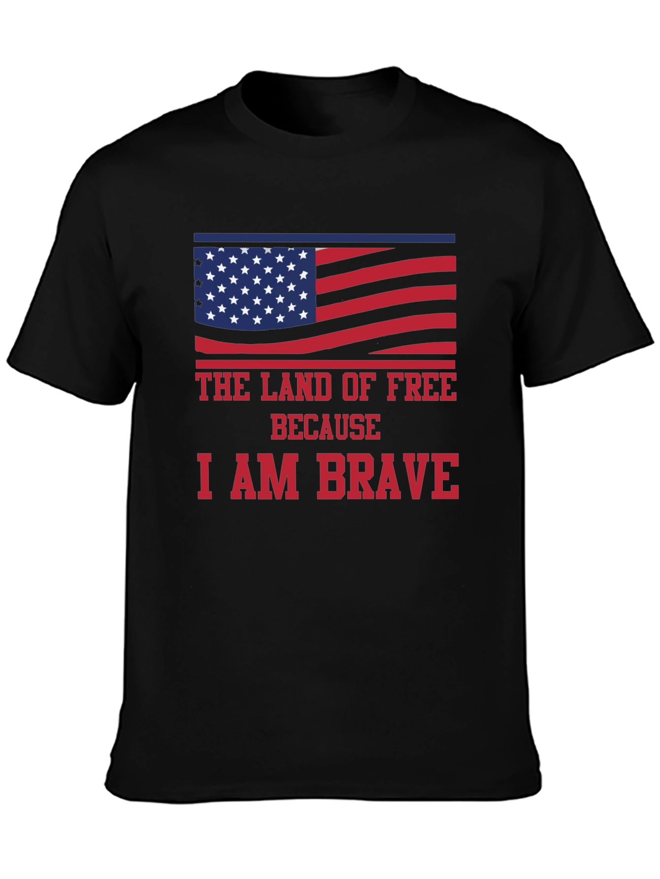 Land of Free Brave American Flag Graphic T-Shirt