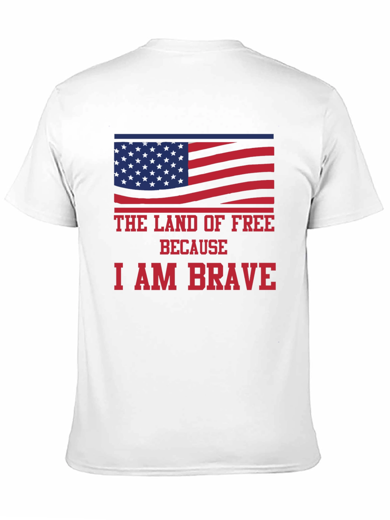 Land of Free Brave American Flag Graphic T-Shirt