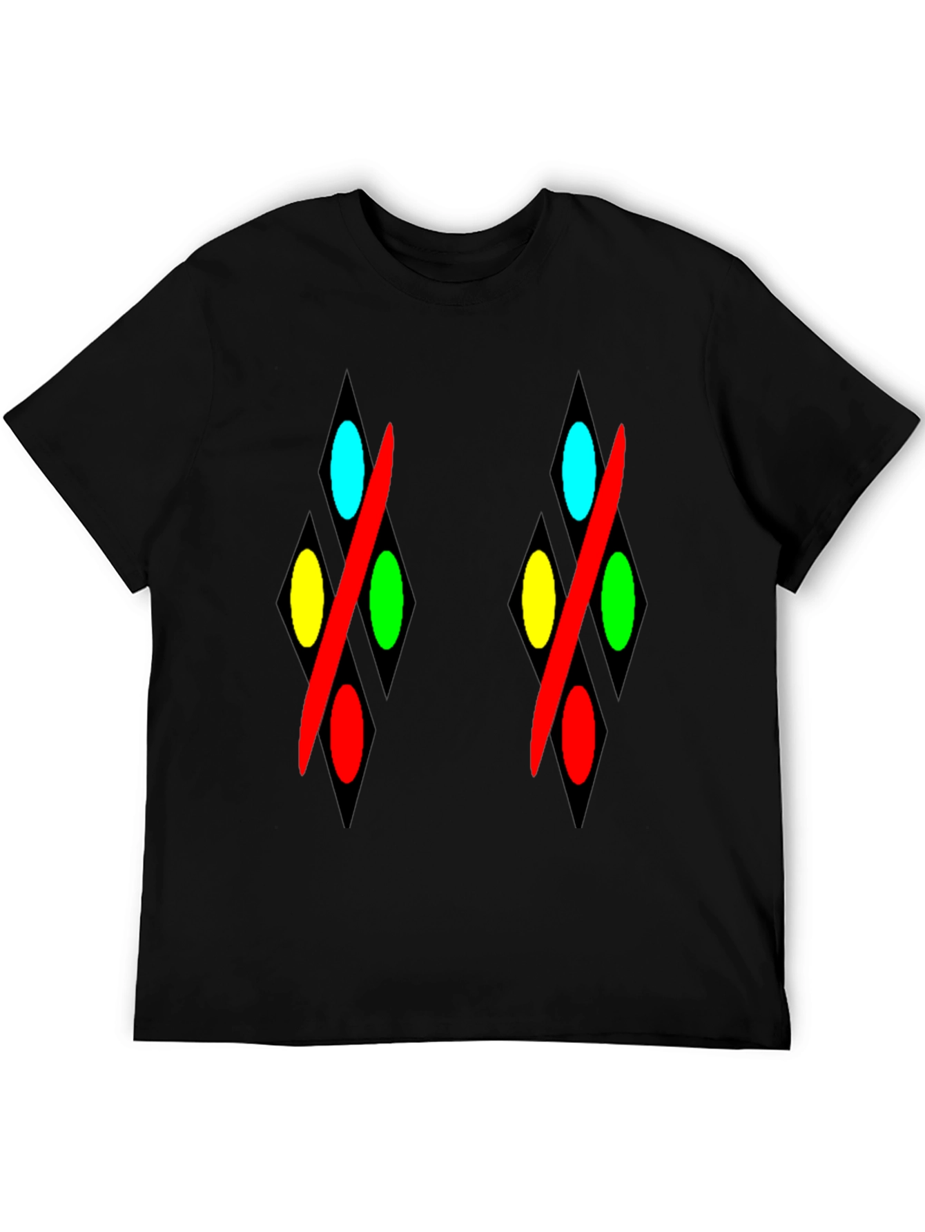 Abstract Diamond Pattern Black T-Shirt
