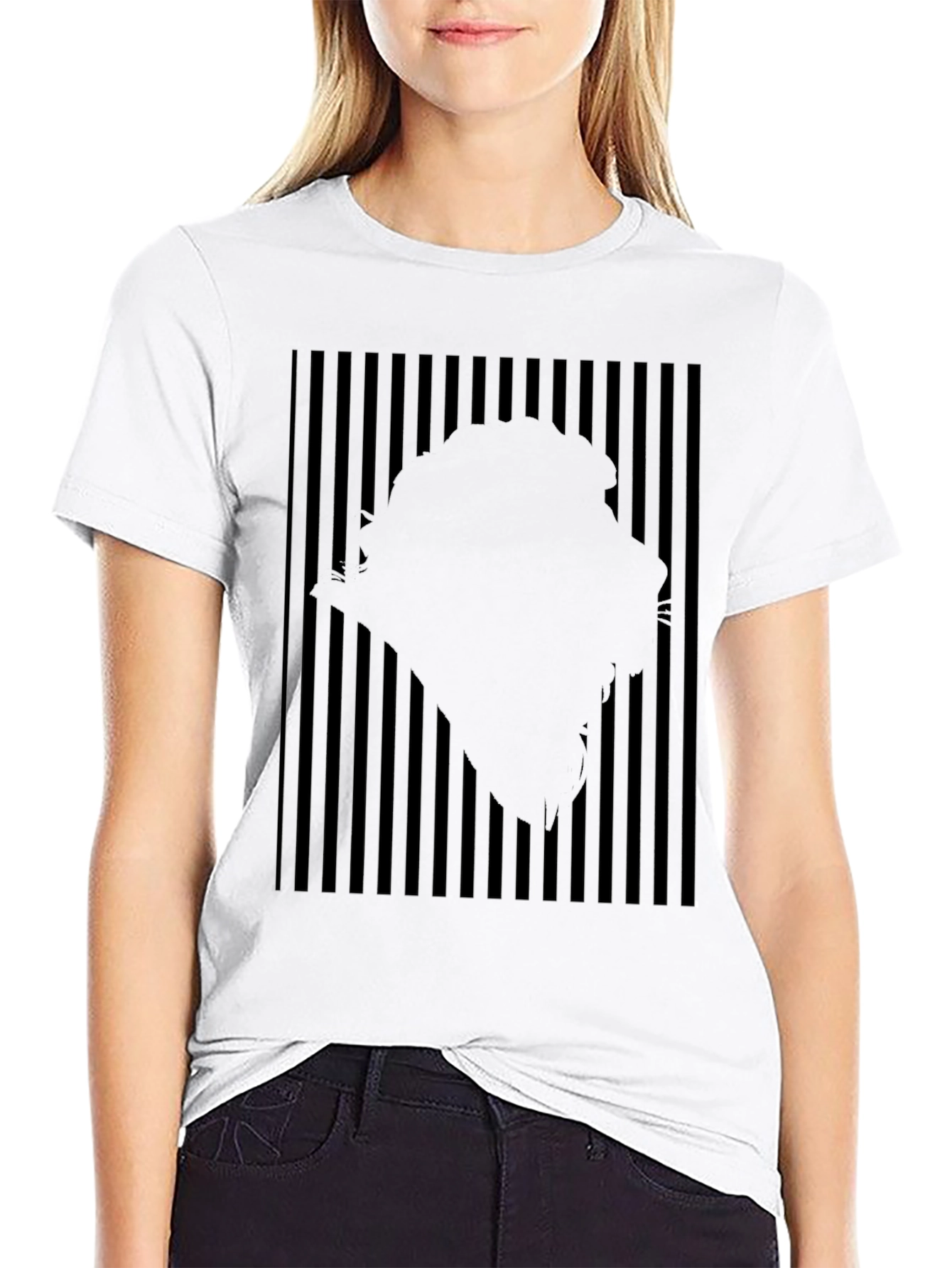 Abstract Striped Illusion Black T-Shirt