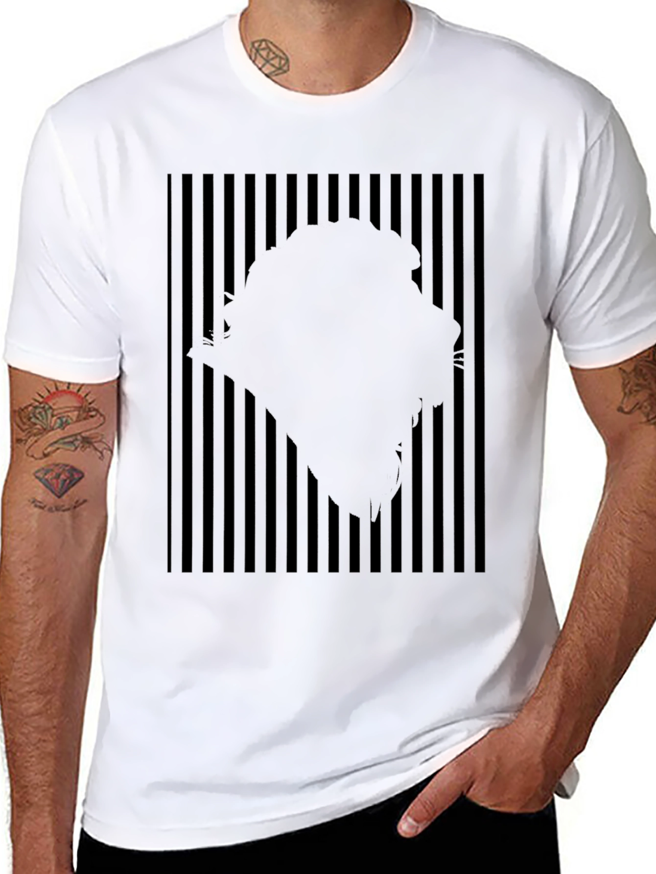 Abstract Striped Illusion Black T-Shirt