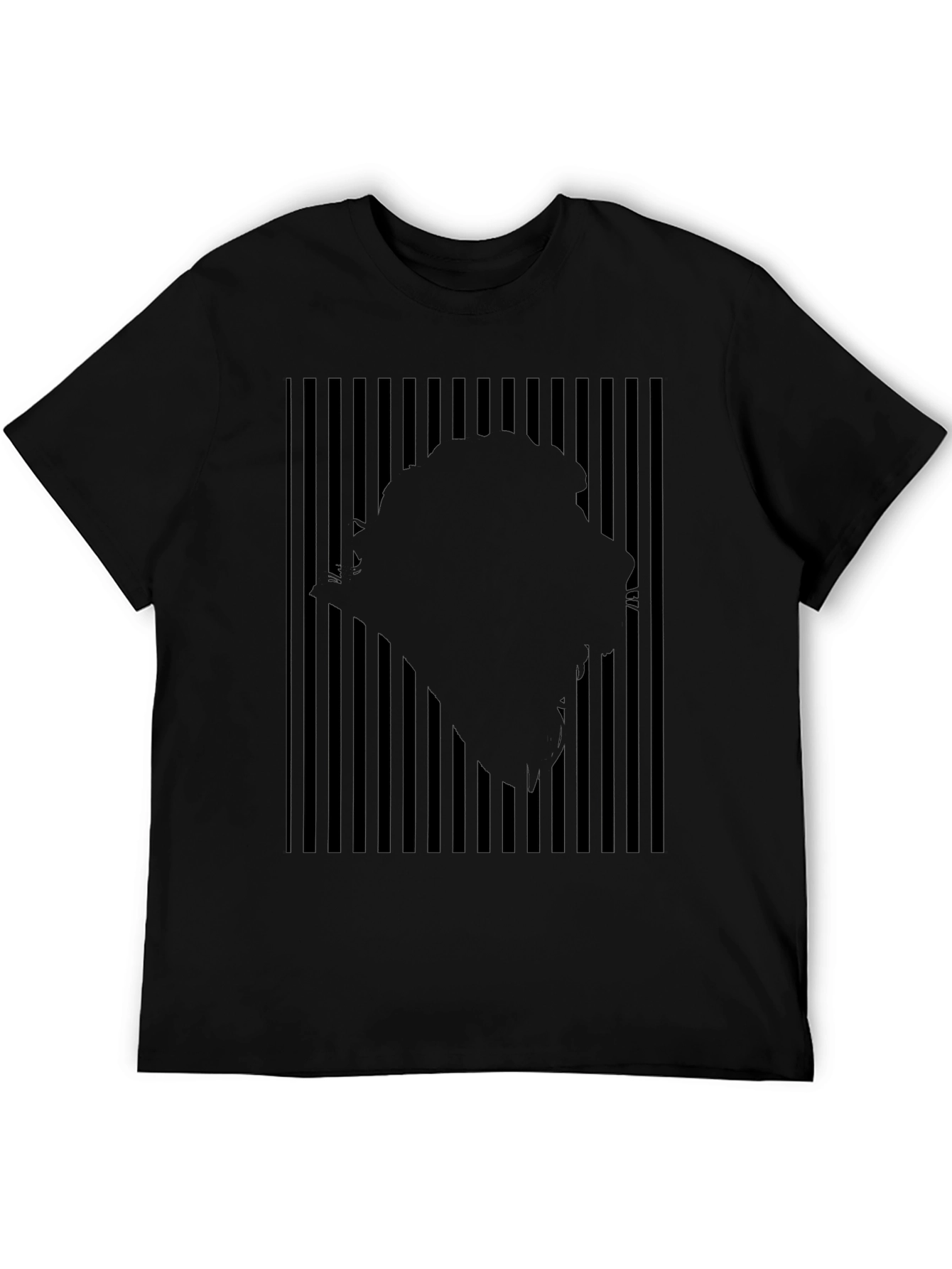 Abstract Striped Illusion Black T-Shirt