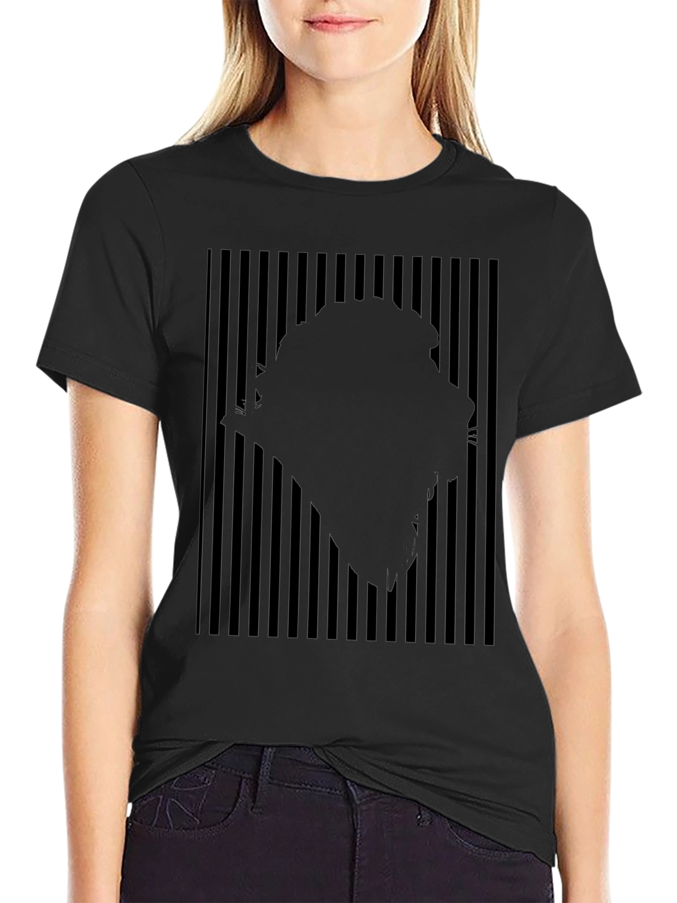 Abstract Striped Illusion Black T-Shirt