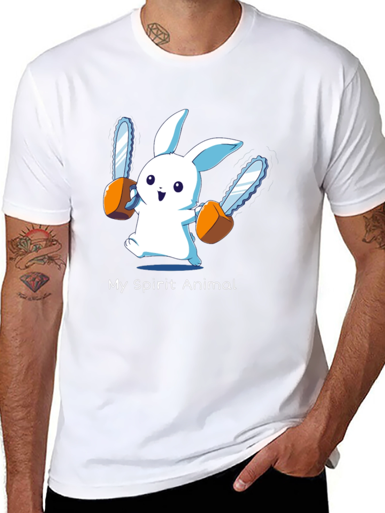My Spirit Animal Chainsaw Bunny Black T-Shirt