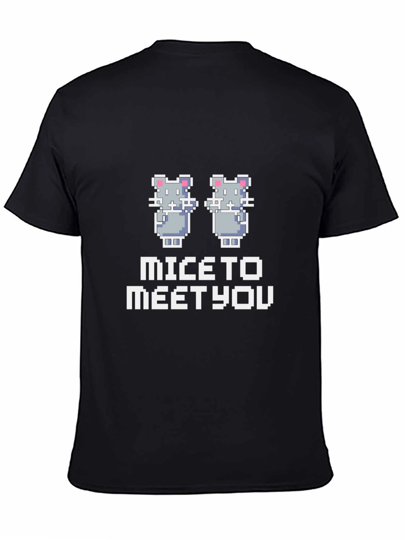 Mice to Meet You Pixel Art Black T-Shirt
