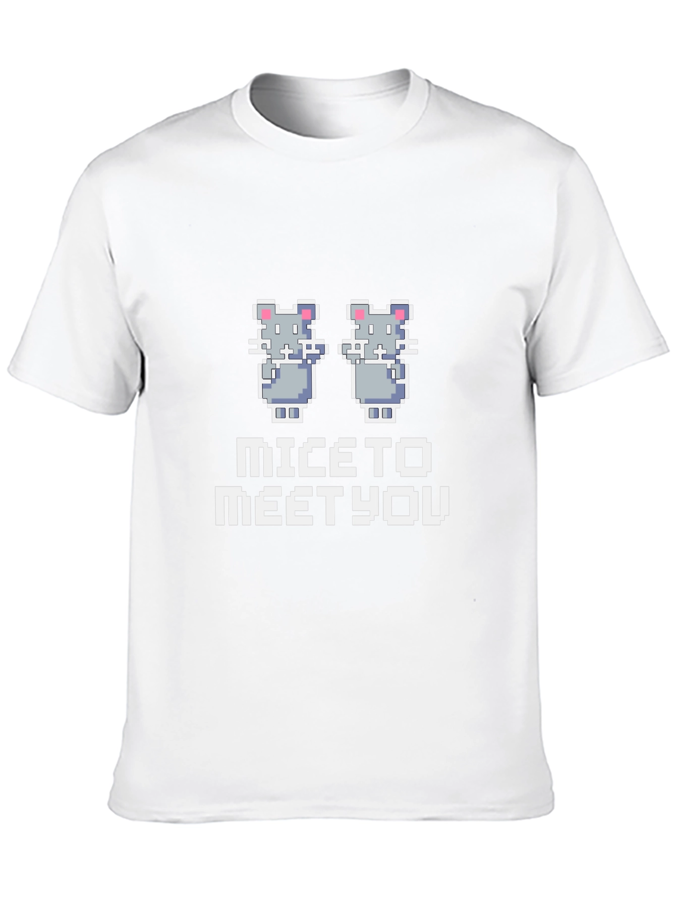 Mice to Meet You Pixel Art Black T-Shirt
