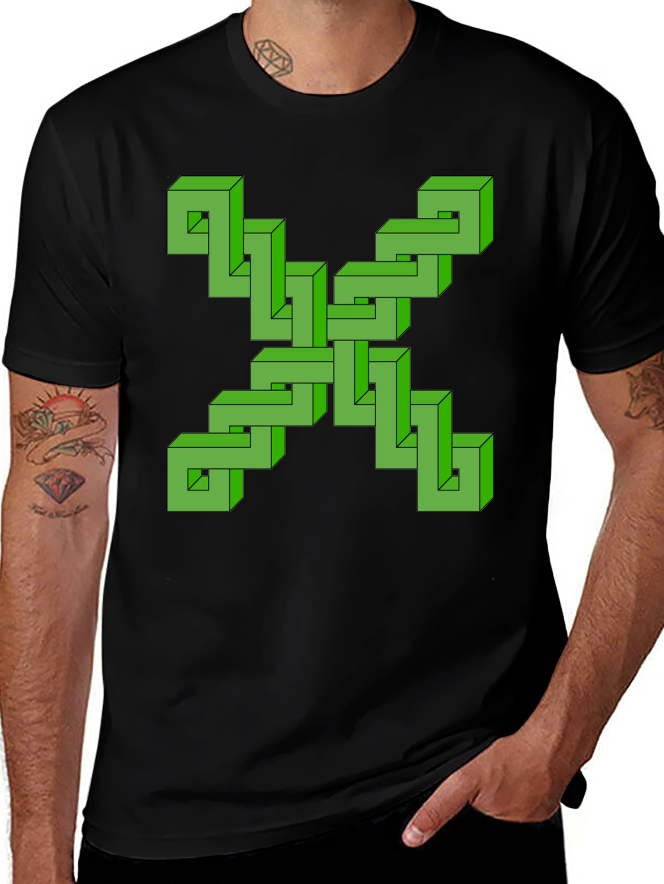 Optical Illusion Graphic Tee - Impossible Shape Design