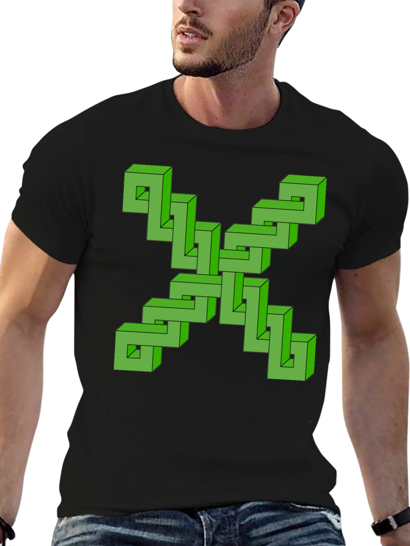 Optical Illusion Graphic Tee - Impossible Shape Design