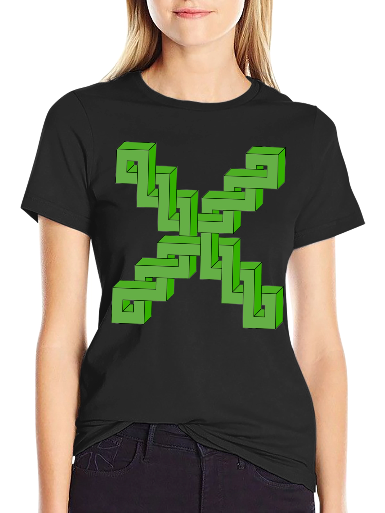 Optical Illusion Graphic Tee - Impossible Shape Design